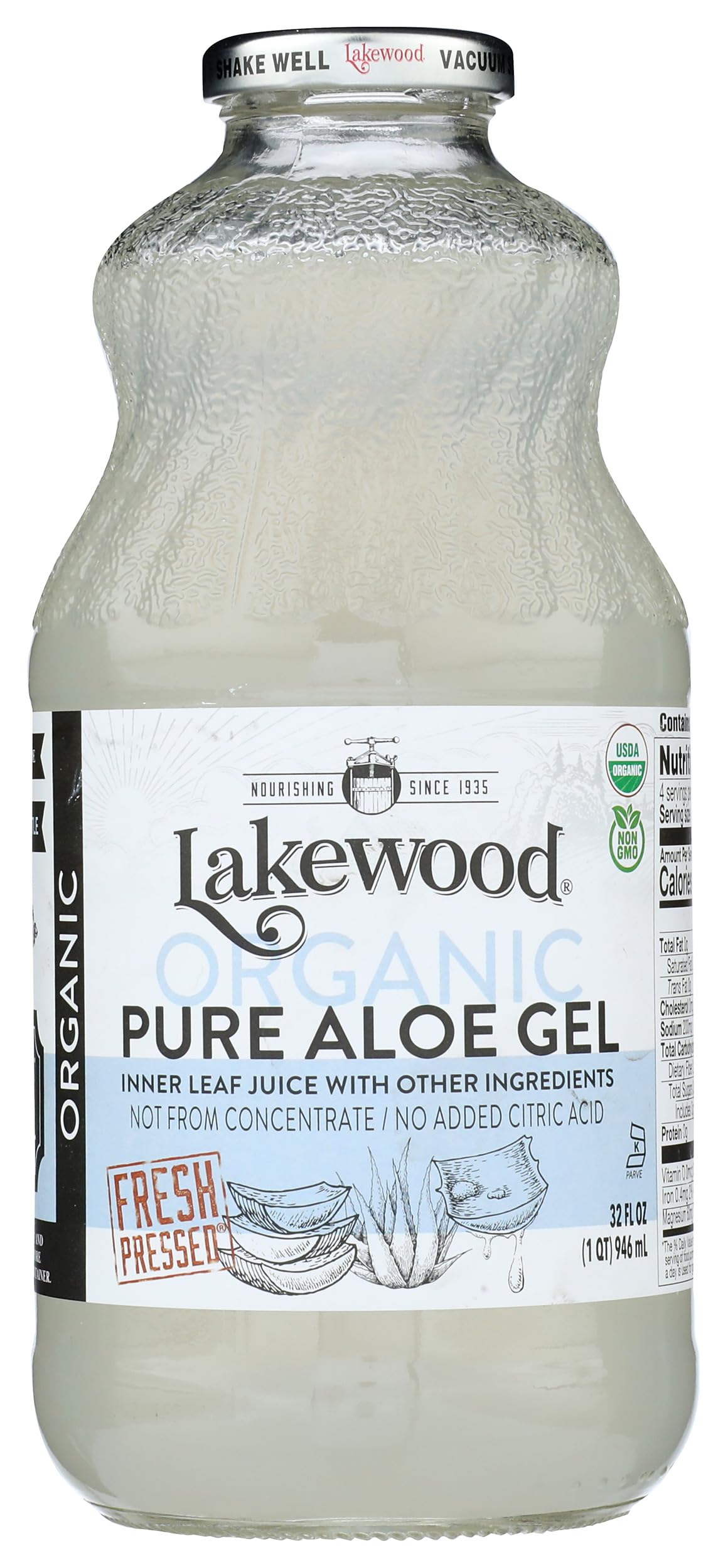 Lakewood Organic Aloe Vera Gel Juice bottle ready for daily hydration