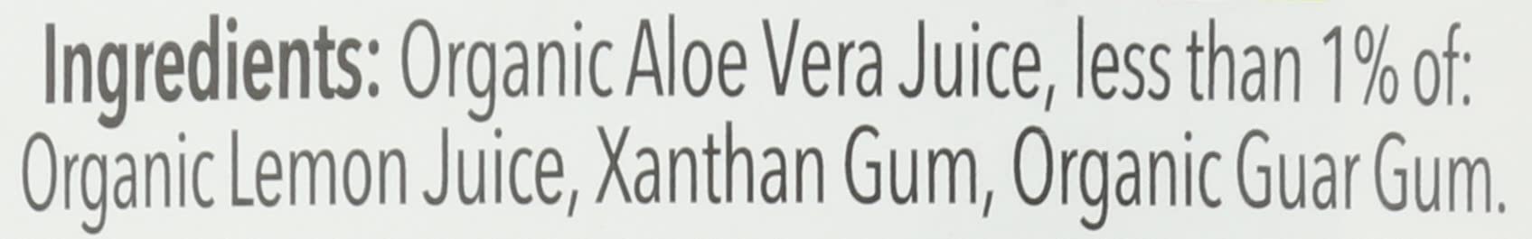 Close up of Lakewood Aloe Vera label highlighting organic sourcing