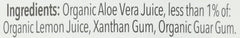 Close up of Lakewood Aloe Vera label highlighting organic sourcing