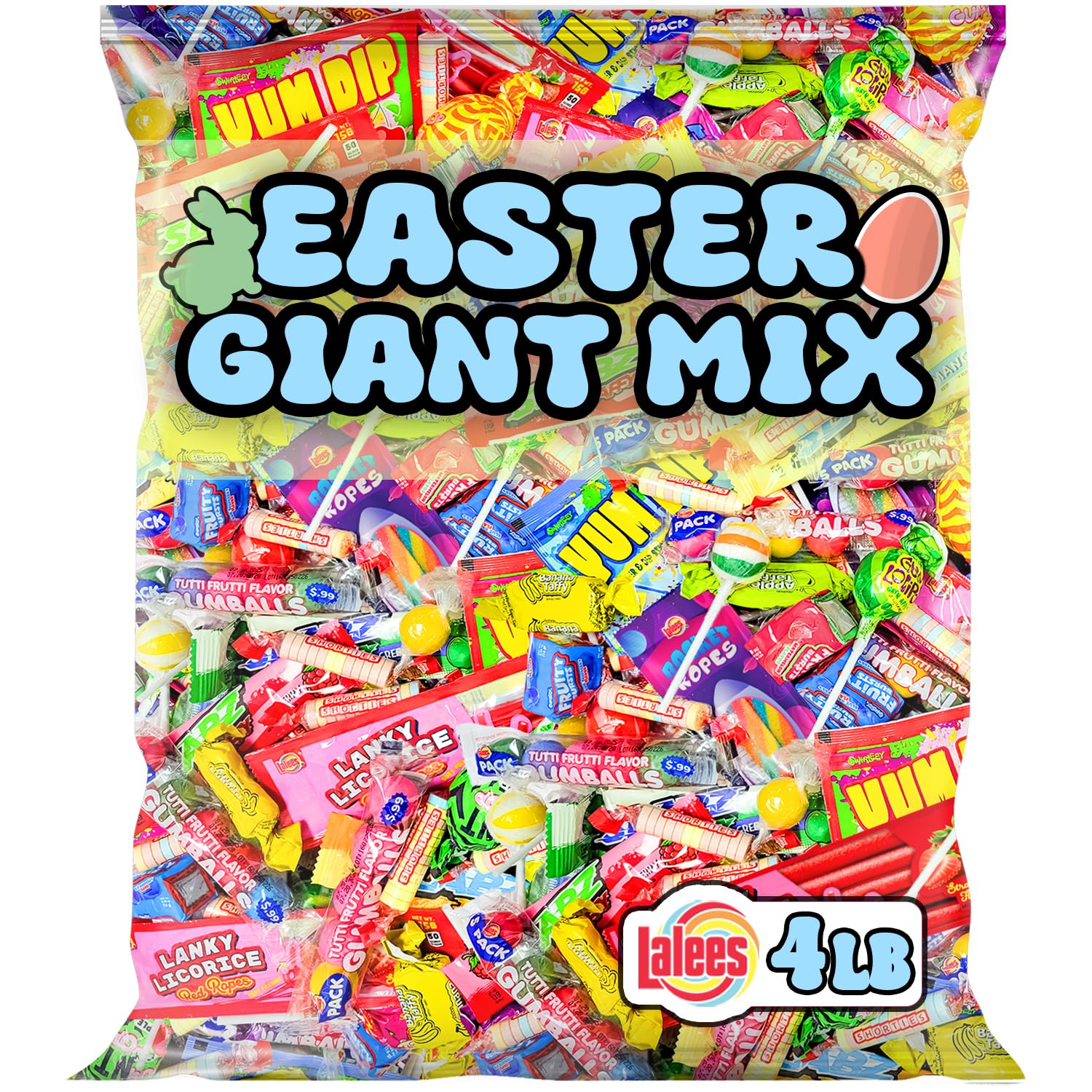 Lalees Easter Pinata Candy assorted-wrapped: colorful, individually wrapped treats ideal for party favors.