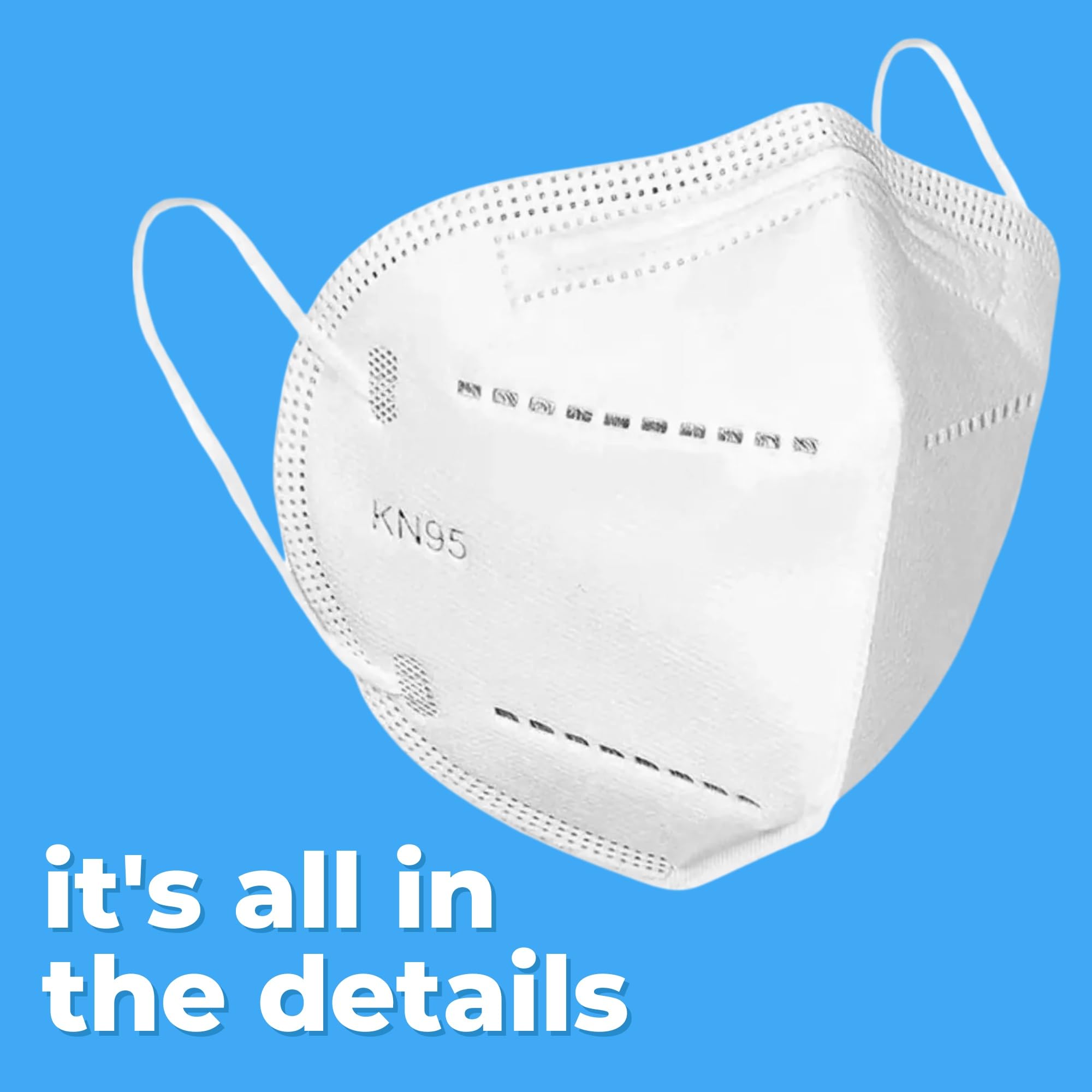 Lamdown KN95 white mask packaging showcases hygienic individually wrapped protection.