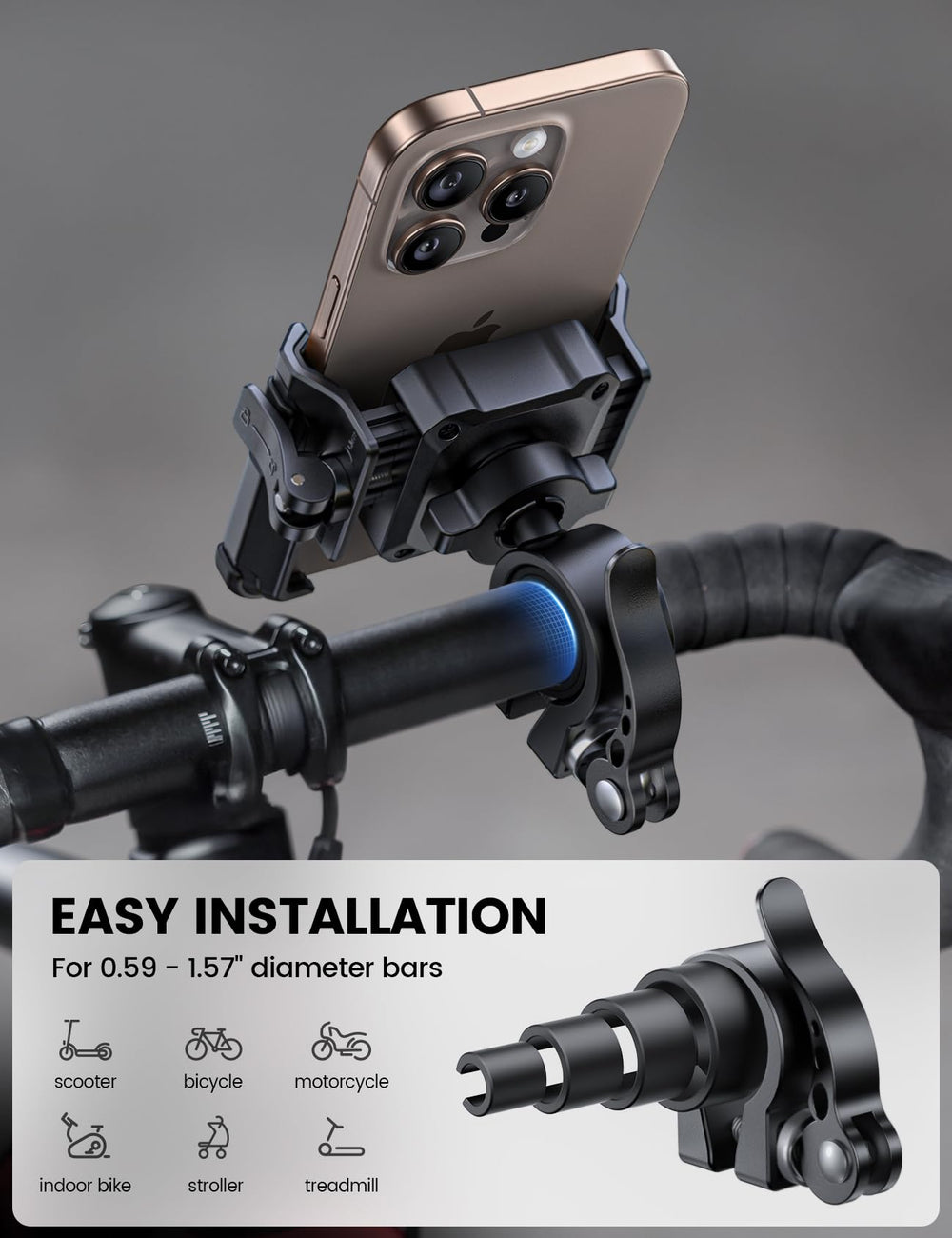 Lamicall 4.7–7-inch phone compatibility with various popular models.