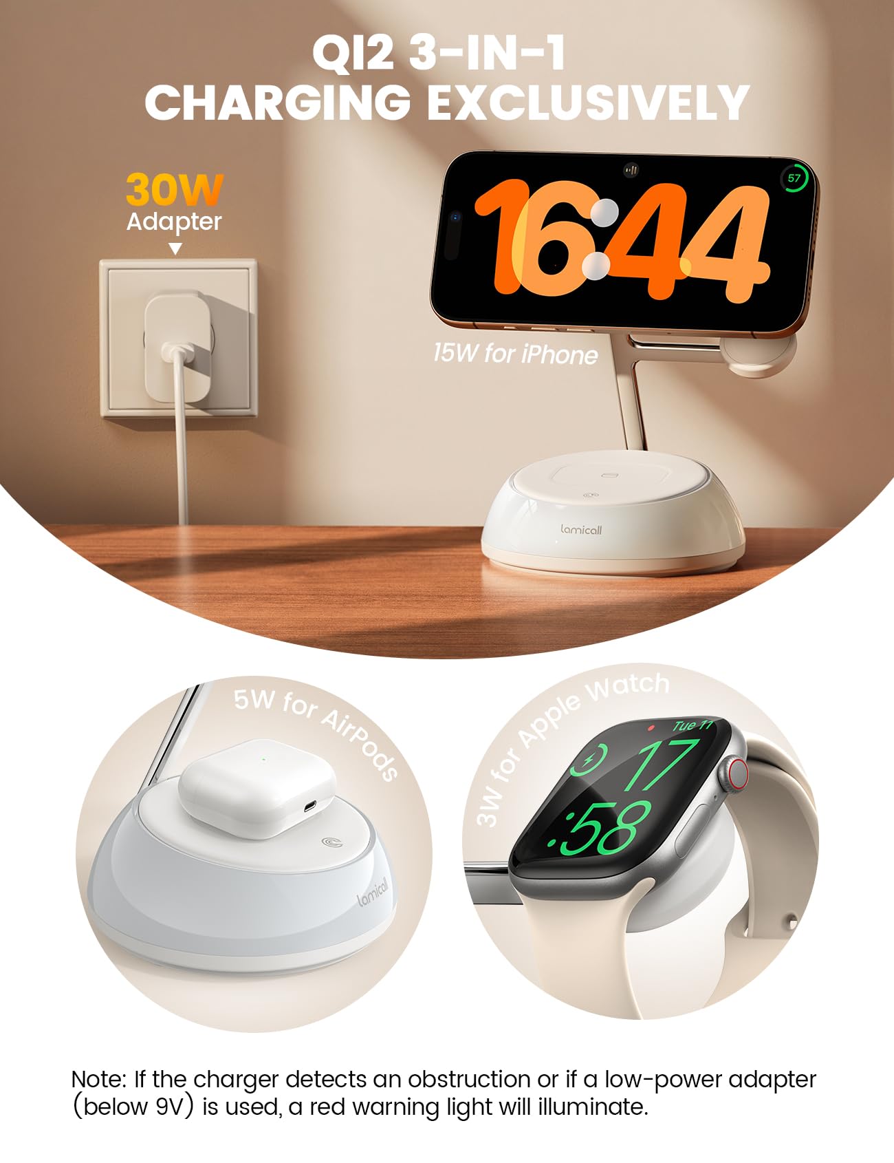 Lamicall AirPods charging dock with organized setup
