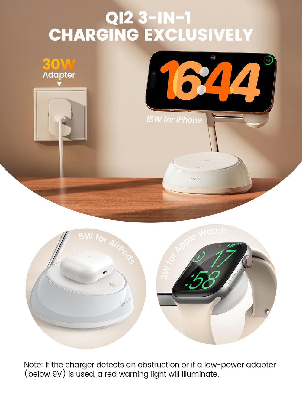 Lamicall AirPods charging dock with organized setup