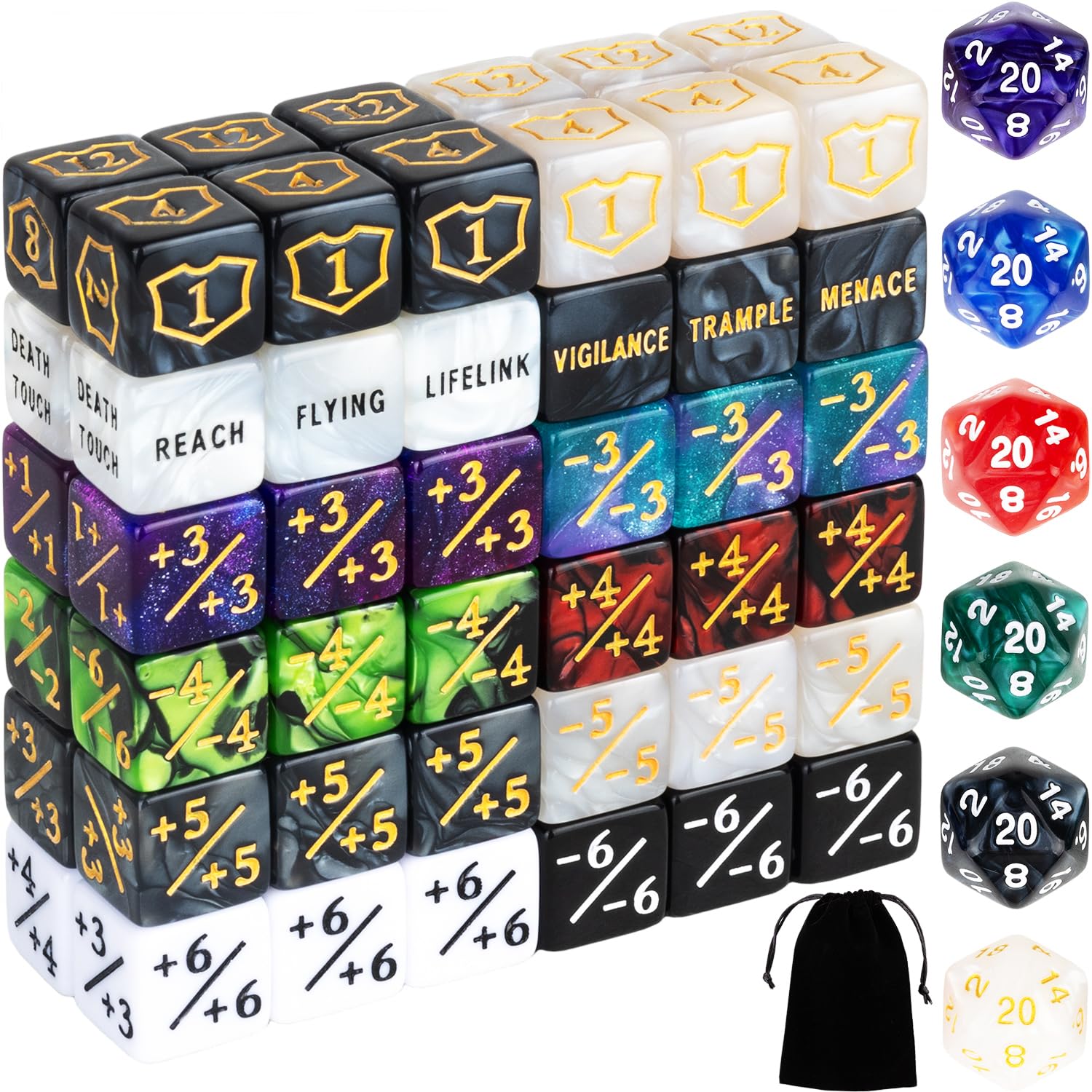 LAMJAM 78-piece MTG dice counters bulk pack with clear numbers for quick reference.