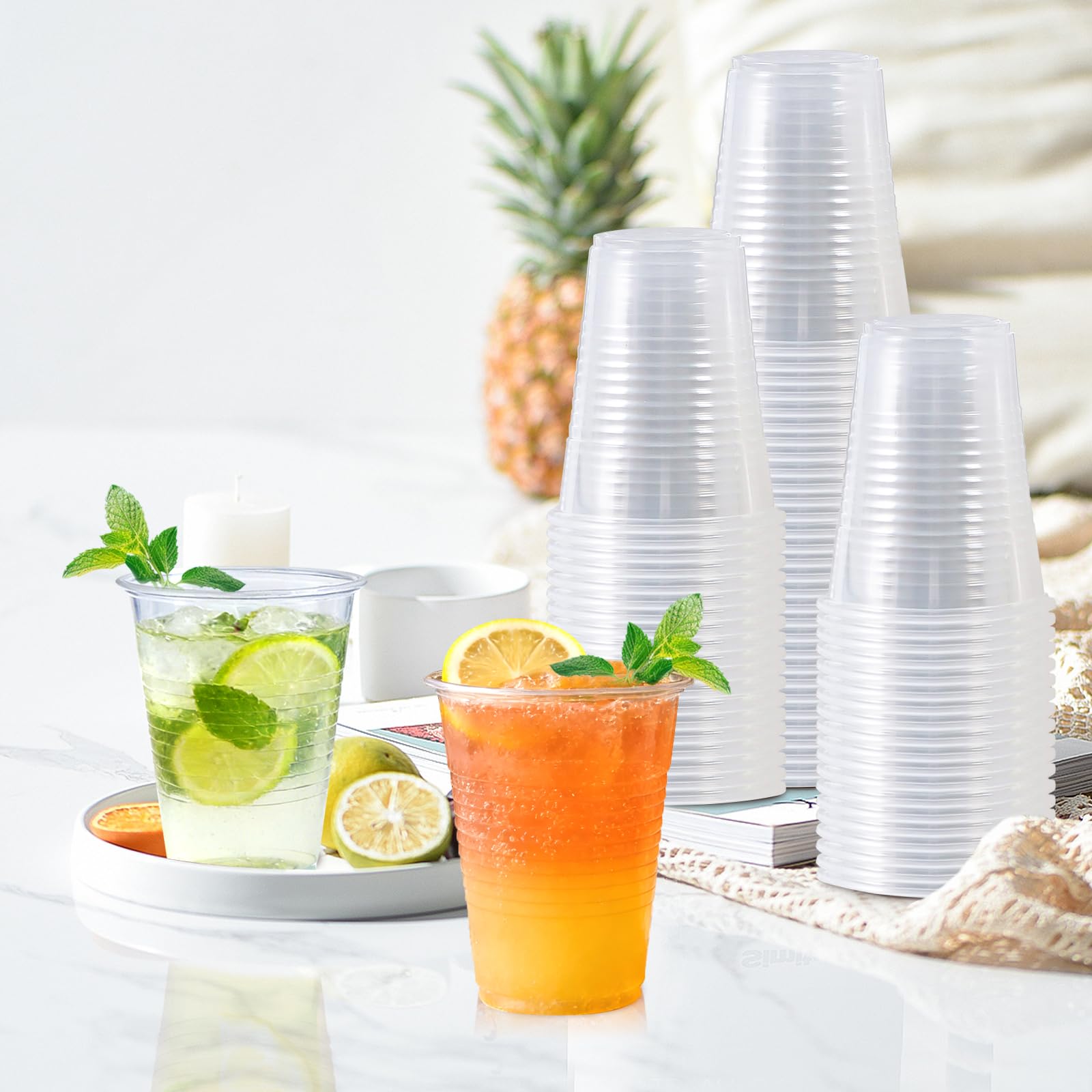 Lamosi stackable disposable cups, space-saving storage for events.