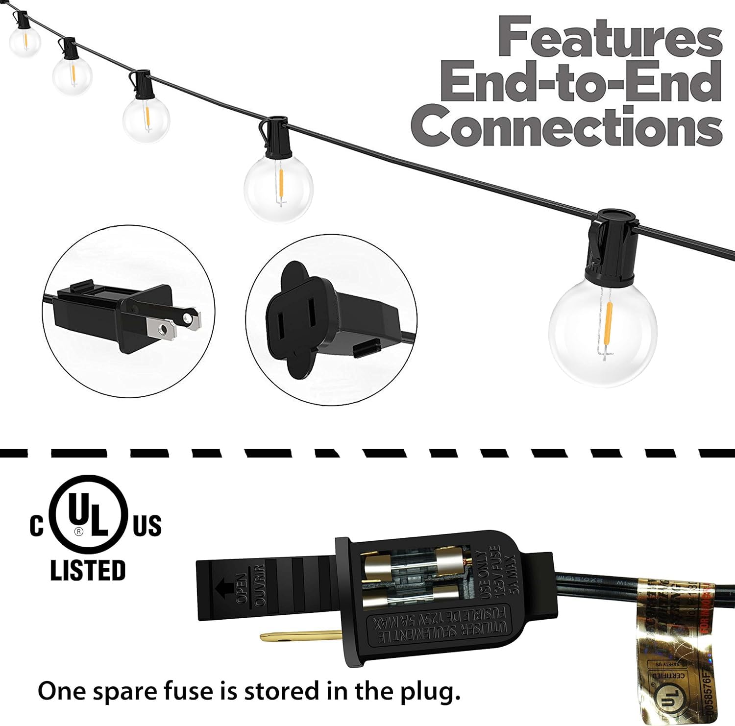 Close-up of Lampat G40 bulbs highlighting clear glass and even illumination for parties.