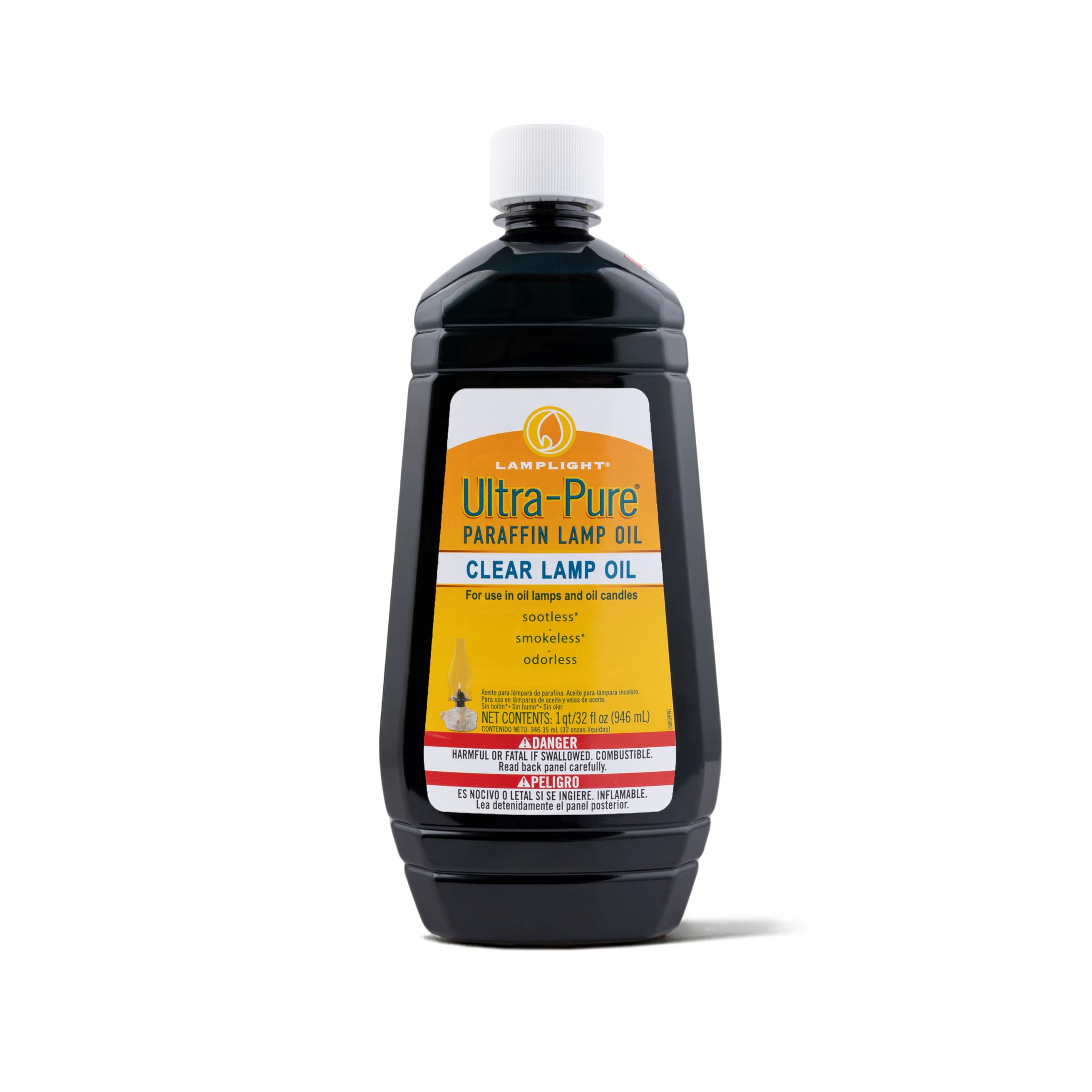 Lamplight Ultra-Pure Lamp Oil bottle pour for a clean, steady flame.