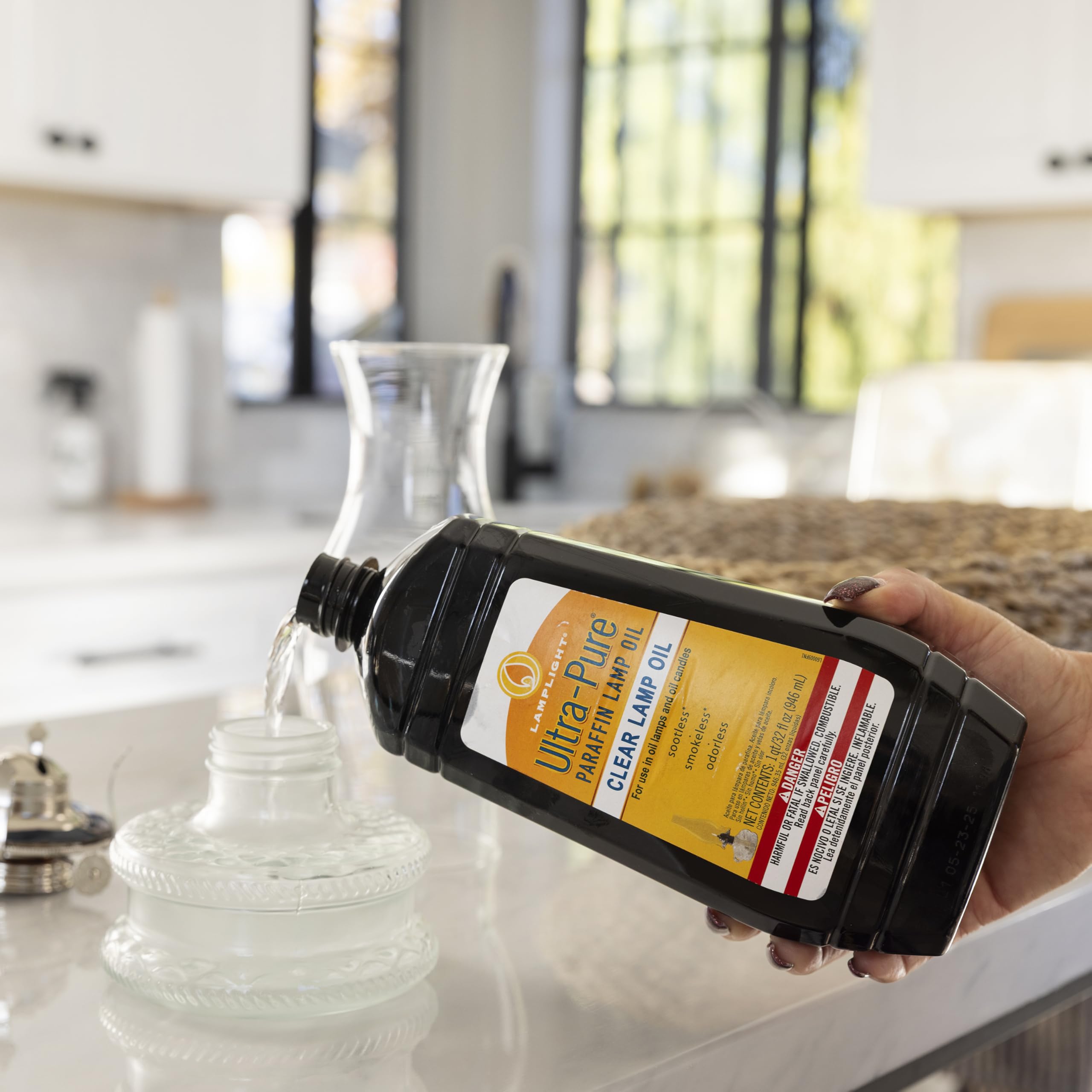 Lamplight Ultra-Pure Lamp Oil in-use lamp creating a nostalgic, steady glow.