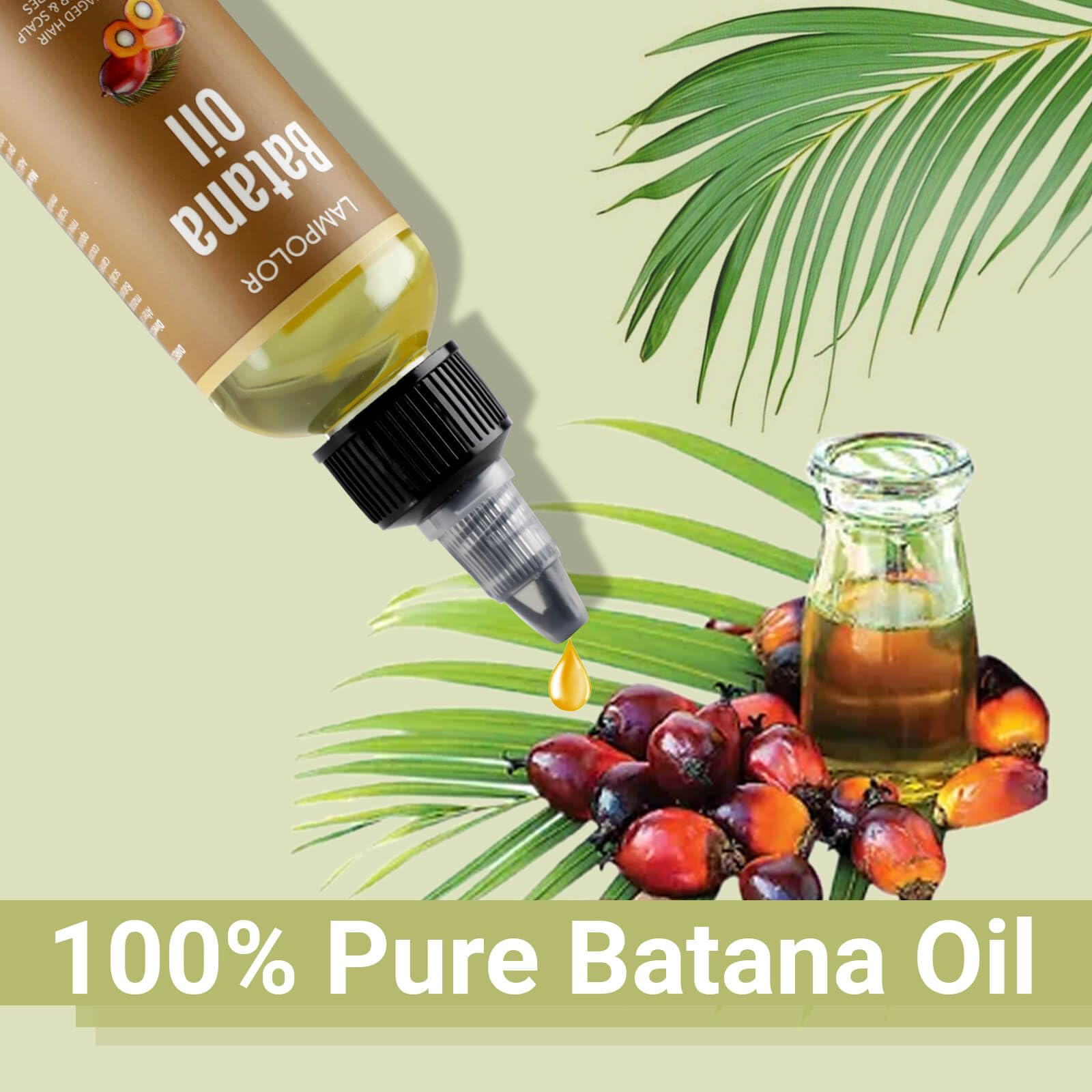 Lampolar Raw Batana Oil ingredients close-up emphasizes rich fatty acids for nourishment.