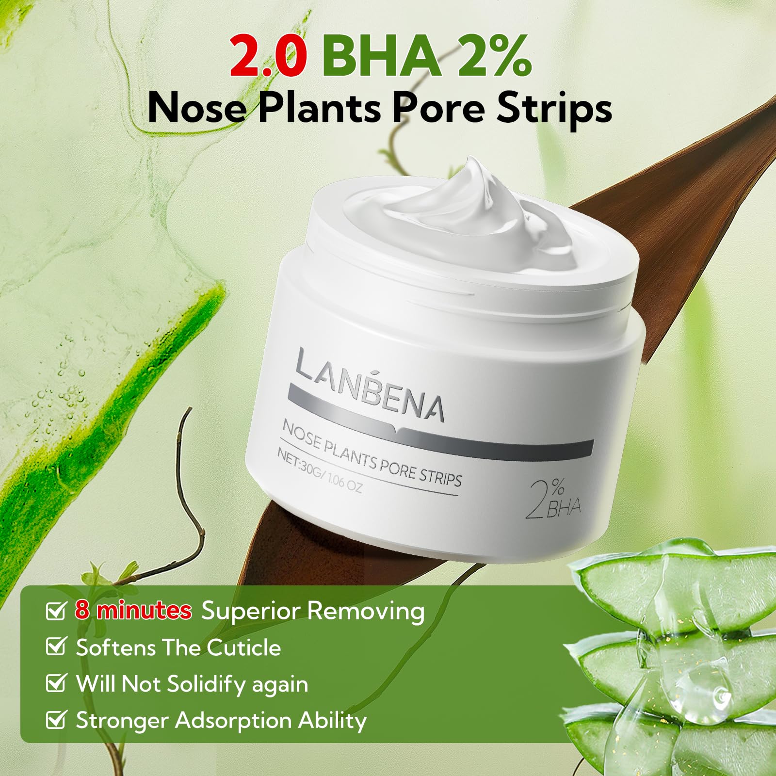 Applying Lanbena 2.0 nose strip to purify clogged pores.