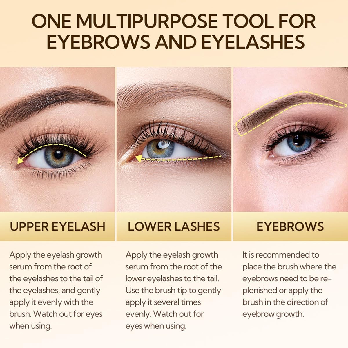 LANBENA serum applied along lash line during morning routine for easy daily care.