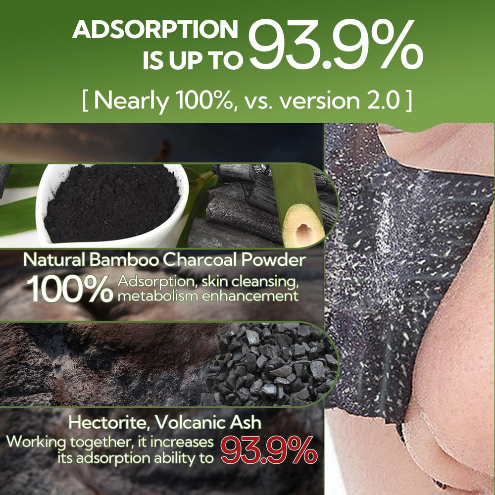 LANBENA bamboo charcoal mask texture suggests thick formula for deep pore cleansing.