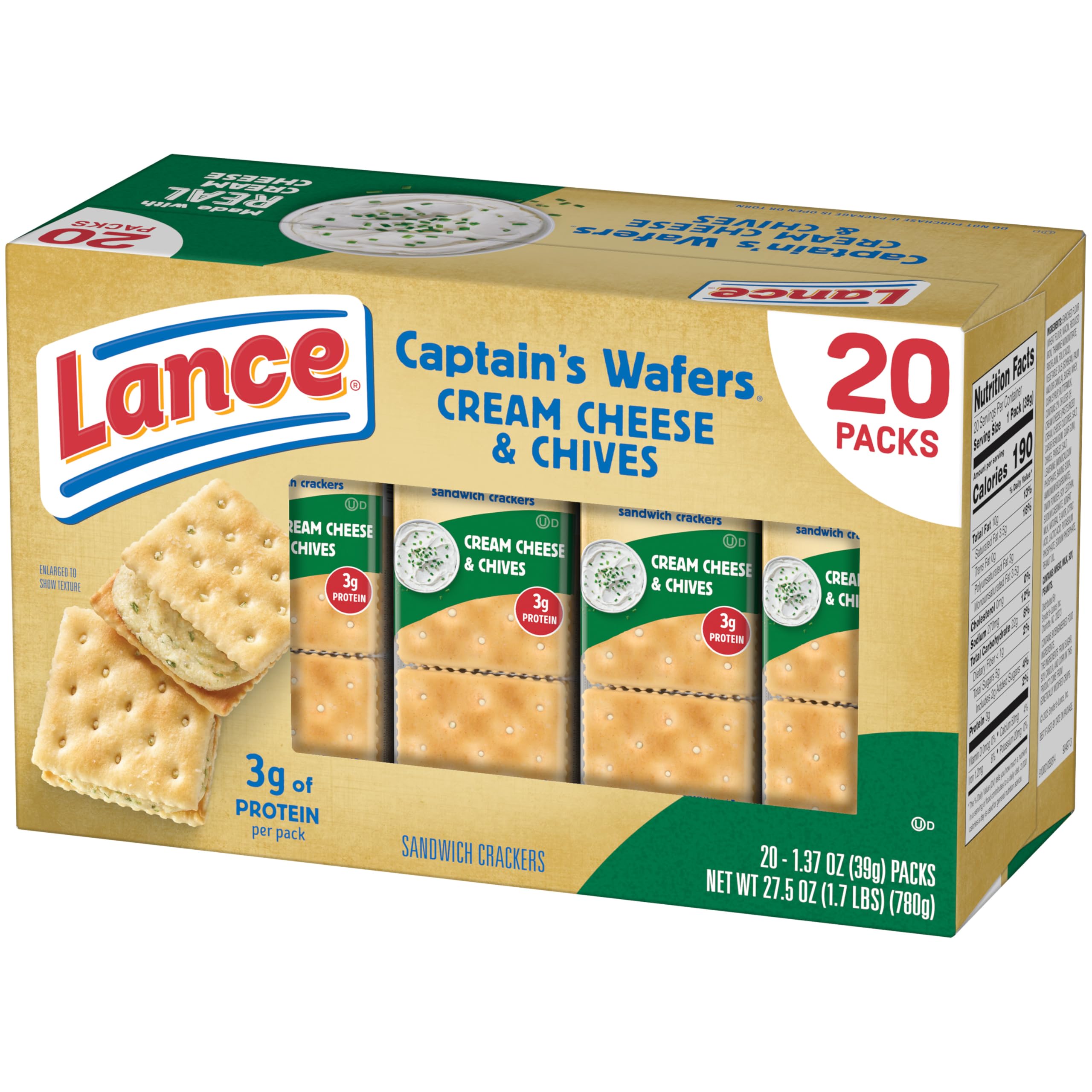 Lance Captain's Wafers on-the-go pack illustrates convenient travel snack.