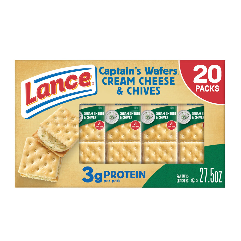 Lance Captain's Wafers pack-shot highlights a portable lunchbox snack option.