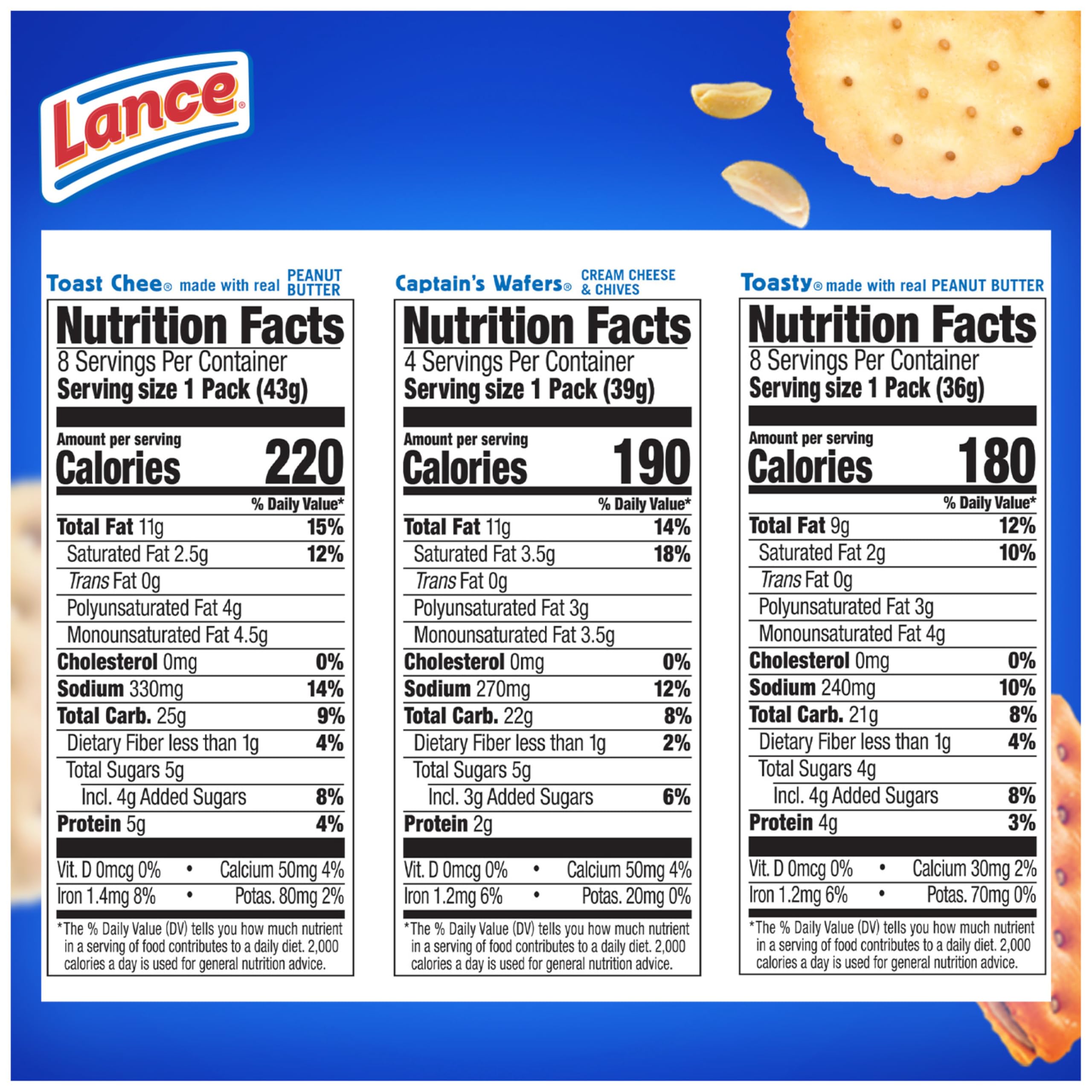 Lance ToastChee Peanut Butter Pack front view, convenient on-the-go snack