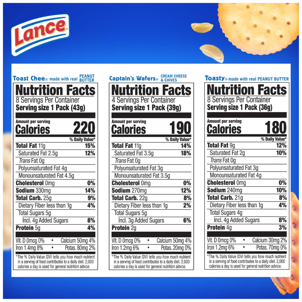 Lance ToastChee Peanut Butter Pack front view, convenient on-the-go snack