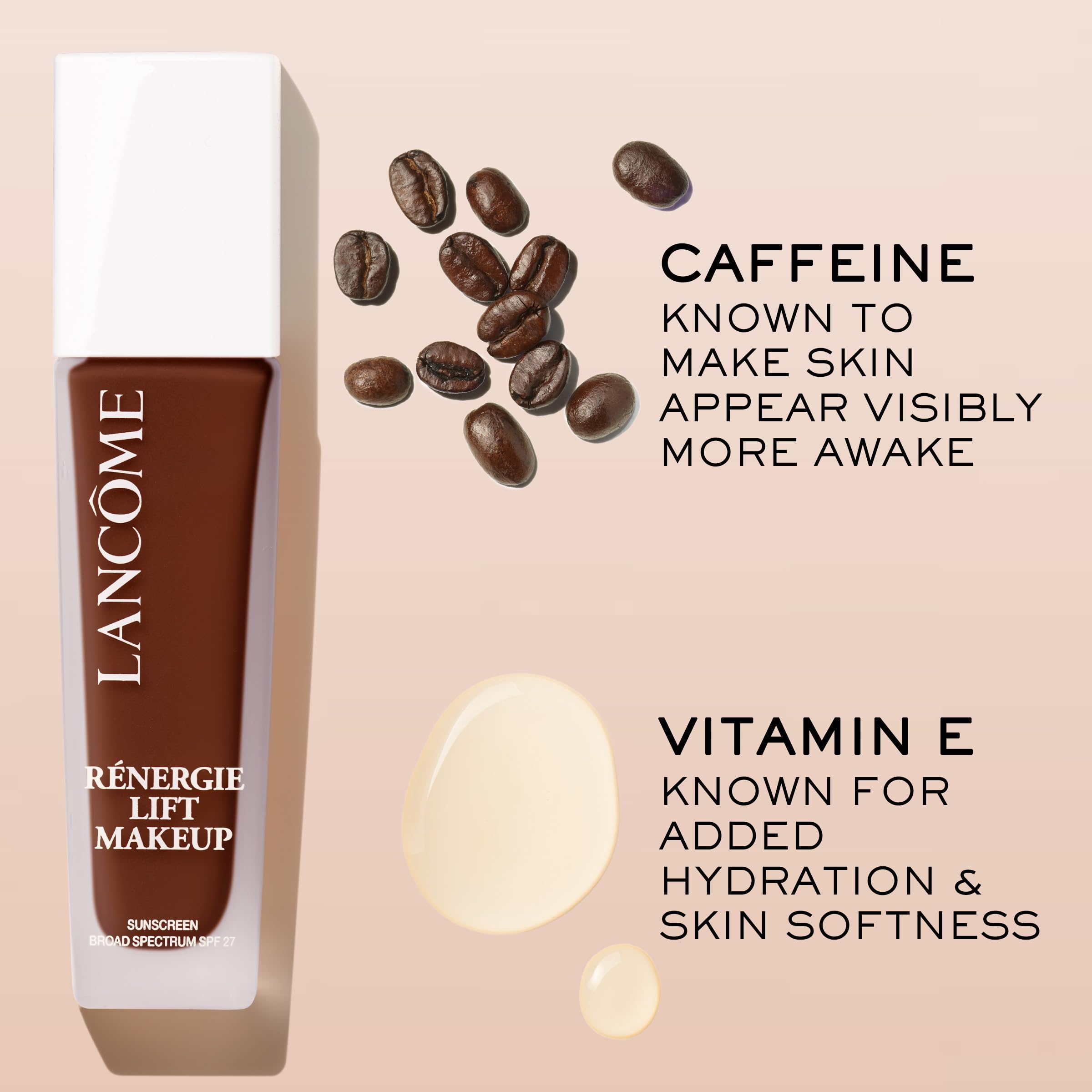 Lancôme Renergie Lift Makeup blended on skin shows even medium coverage.
