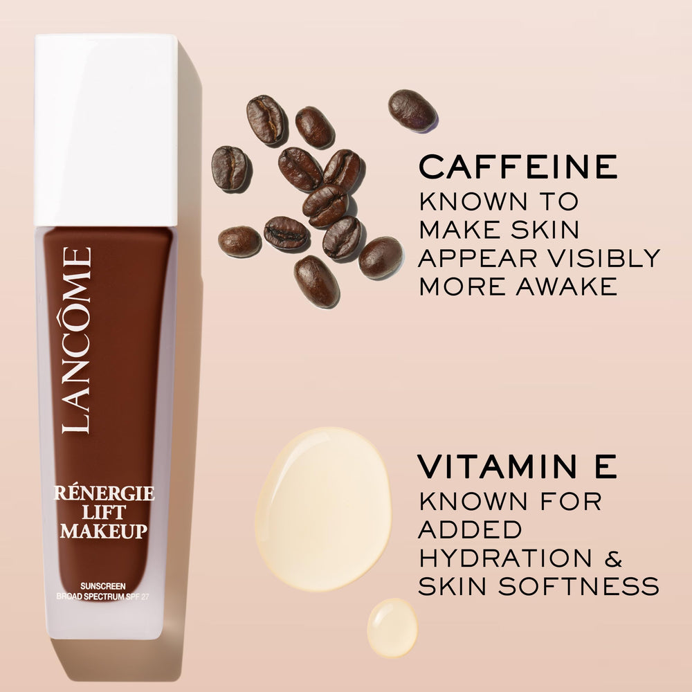Lancôme Renergie Lift Makeup blended on skin shows even medium coverage.