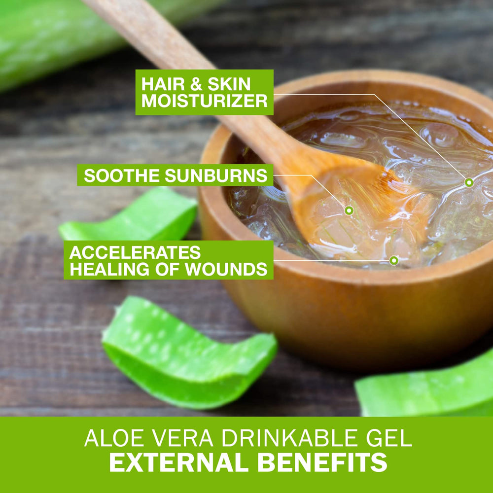Land Art Aloe Vera Gel digestive benefits visual hints at gut comfort in daily use.