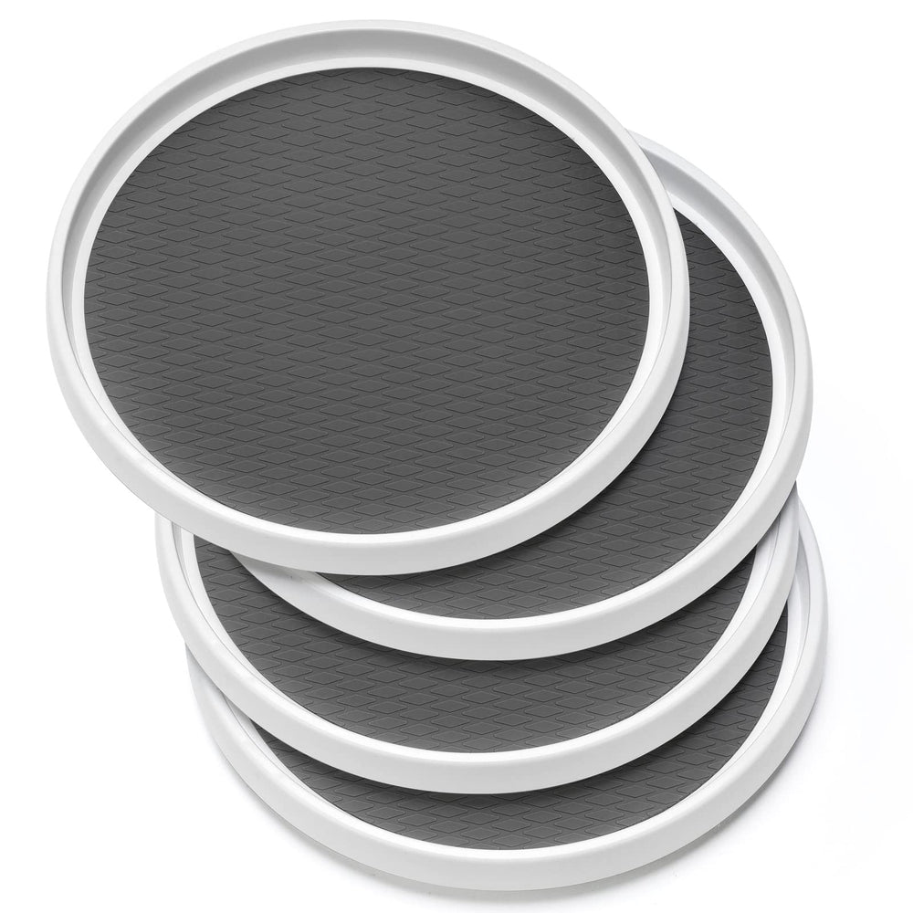 LANDNEOO 10-inch non-slip lazy susan keeps condiments organized on the kitchen counter.