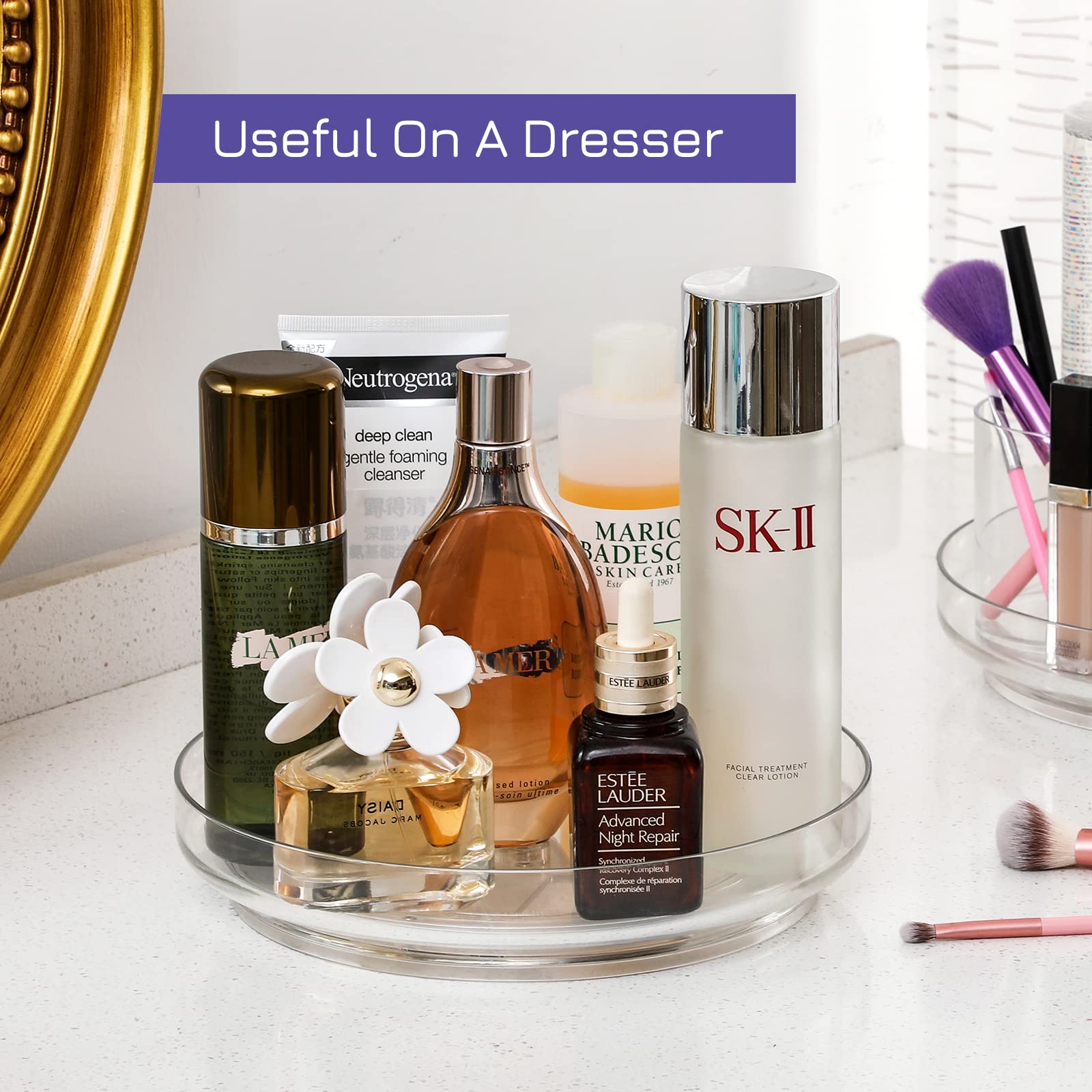 LANDNEOO bathroom counter organization 9in lazy susan tidy toiletries