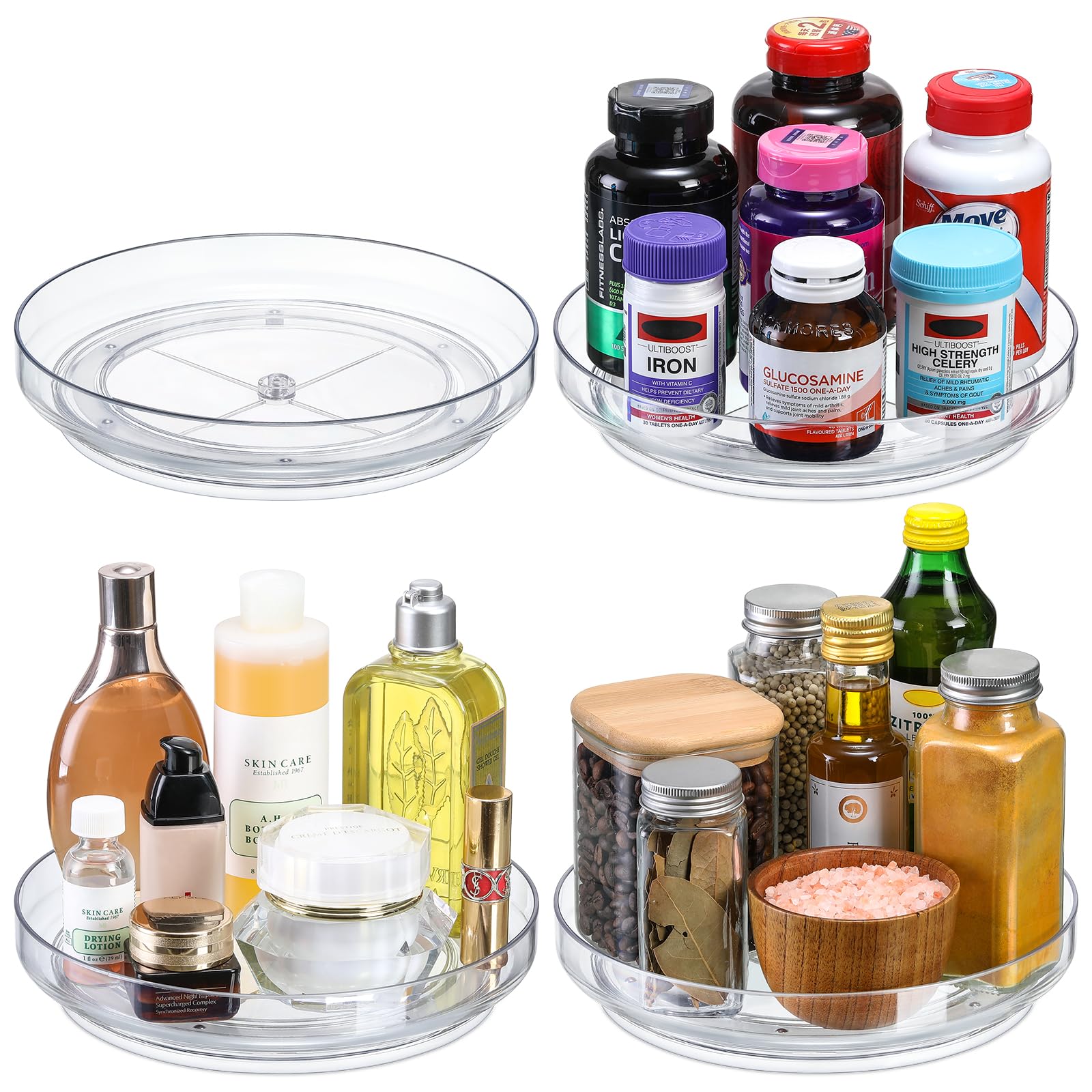 LANDNEOO clear acrylic 9in lazy susan BPA-free and easy to wipe clean
