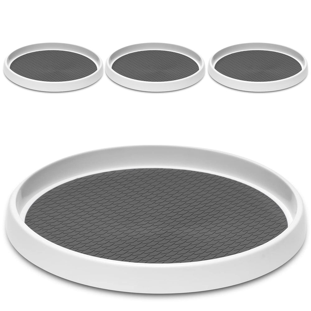 LANDNEOO four-pack lazy susans save shelf space across kitchen and pantry.