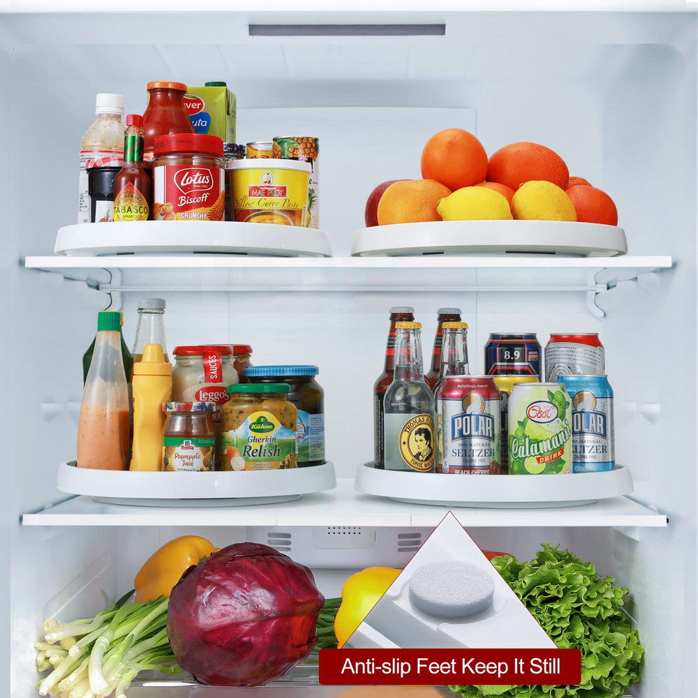 LANDNEOO fridge and vanity organizer for fruits, cosmetics, and toiletries.