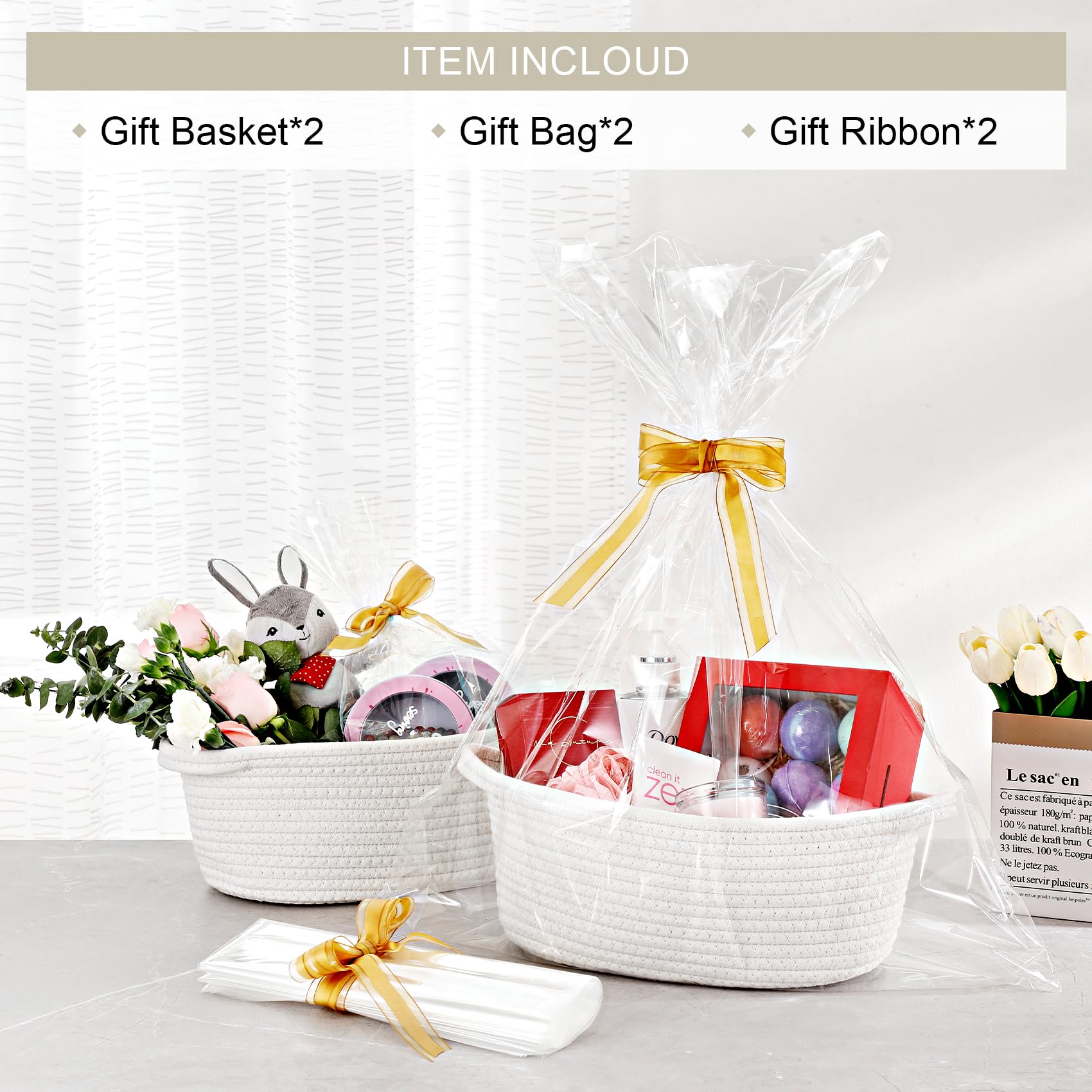 LANDNEOO two pack white baskets offer versatile nursery storage