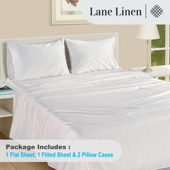 Lane Linen deep-pocket fitted sheet secures a queen bed with 61x81 dimensions.