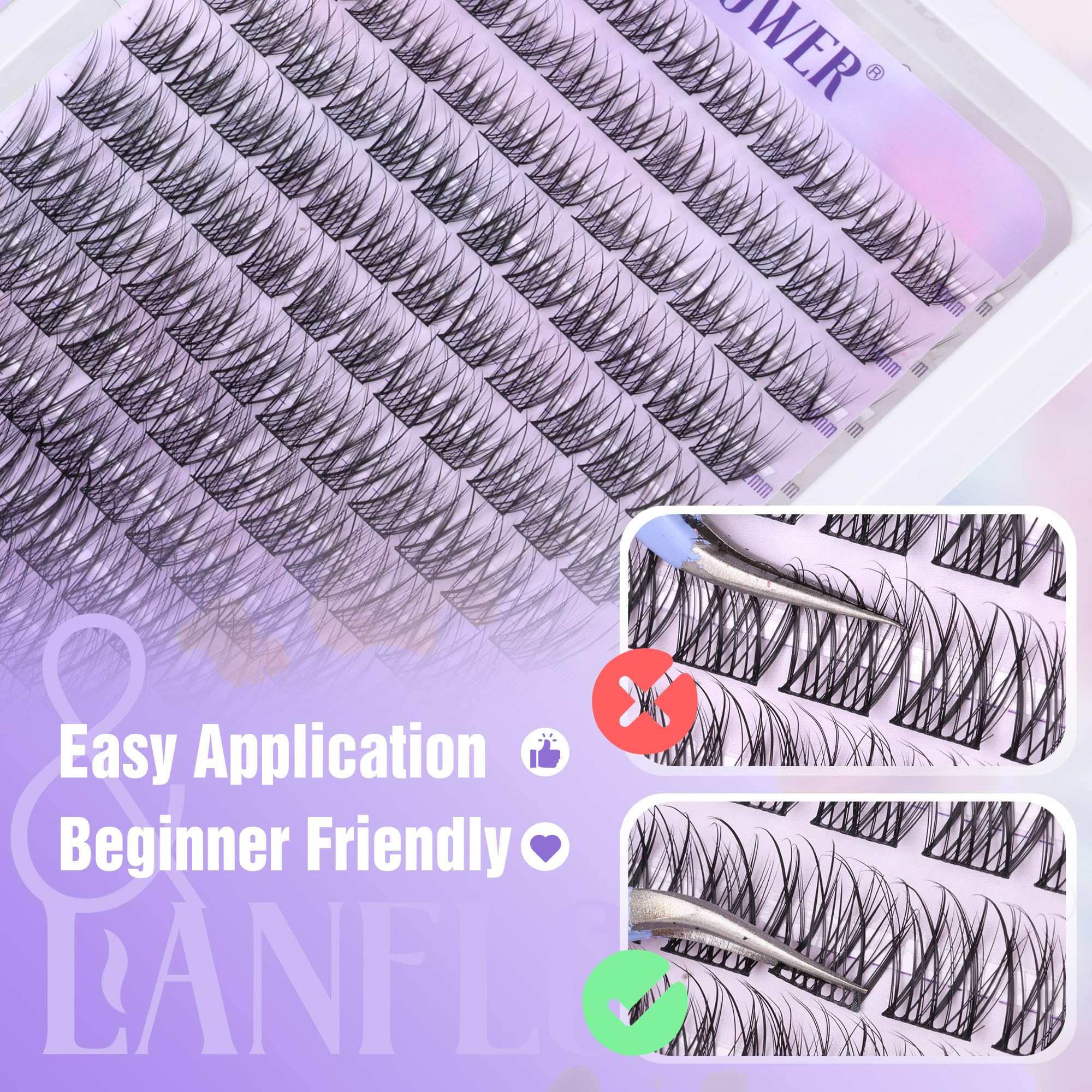 LANFLOWER eye friendly lash clusters for comfortable wear