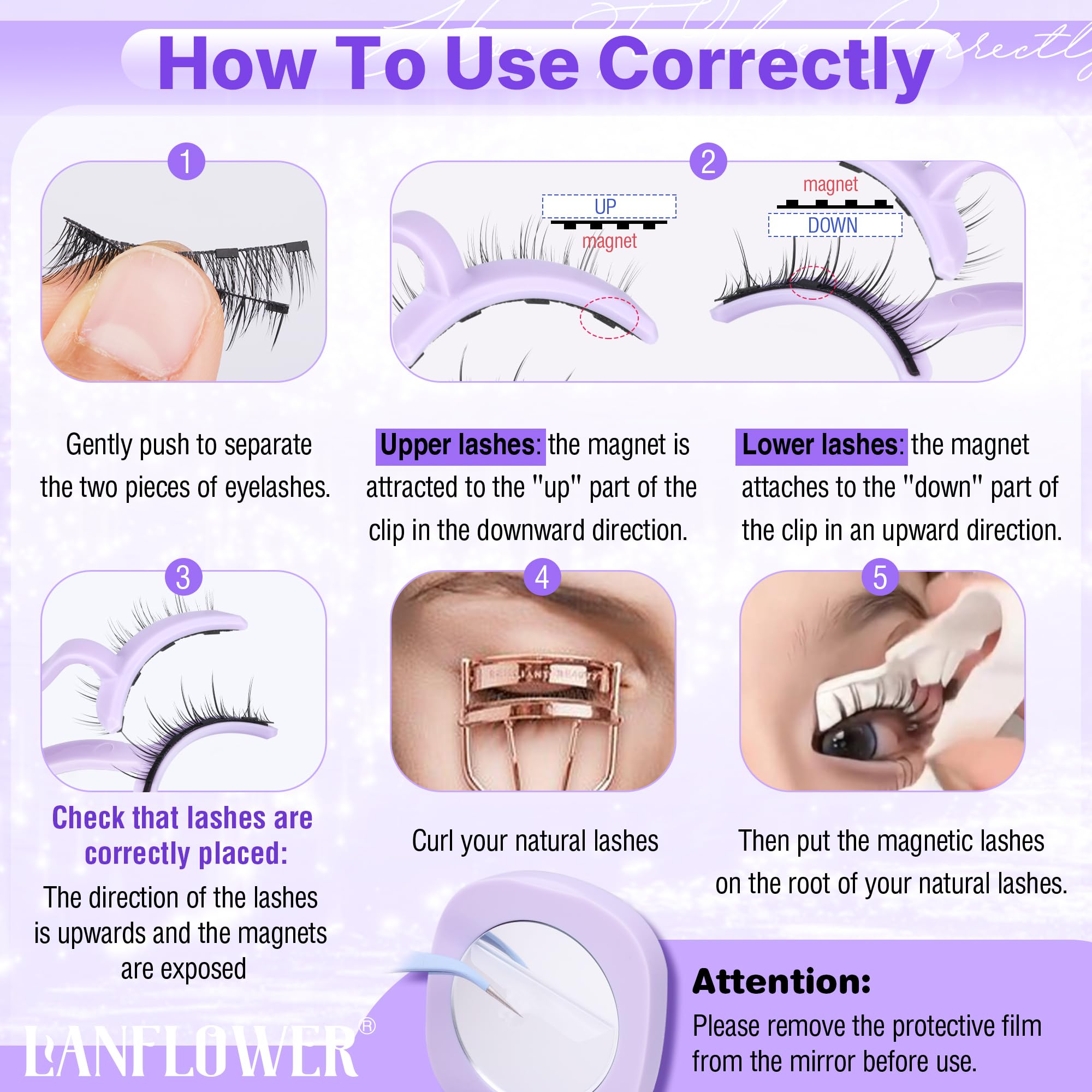 Lanflower lightweight false eyelashes feel almost invisible for all-day comfort.