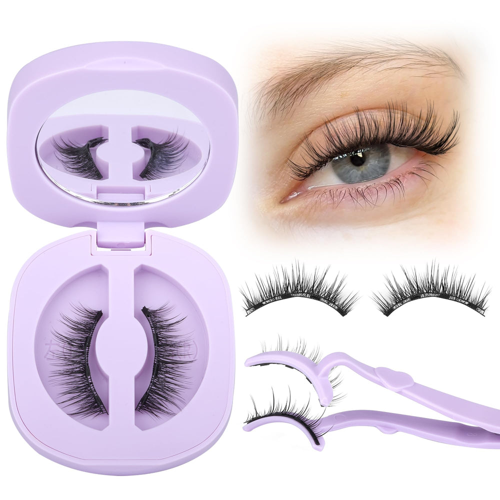 Lanflower magnetic eyelashes with applicator for quick, glue-free application.