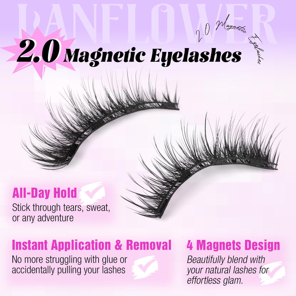 Lanflower magnetic lashes no glue for quick, secure daily wear.