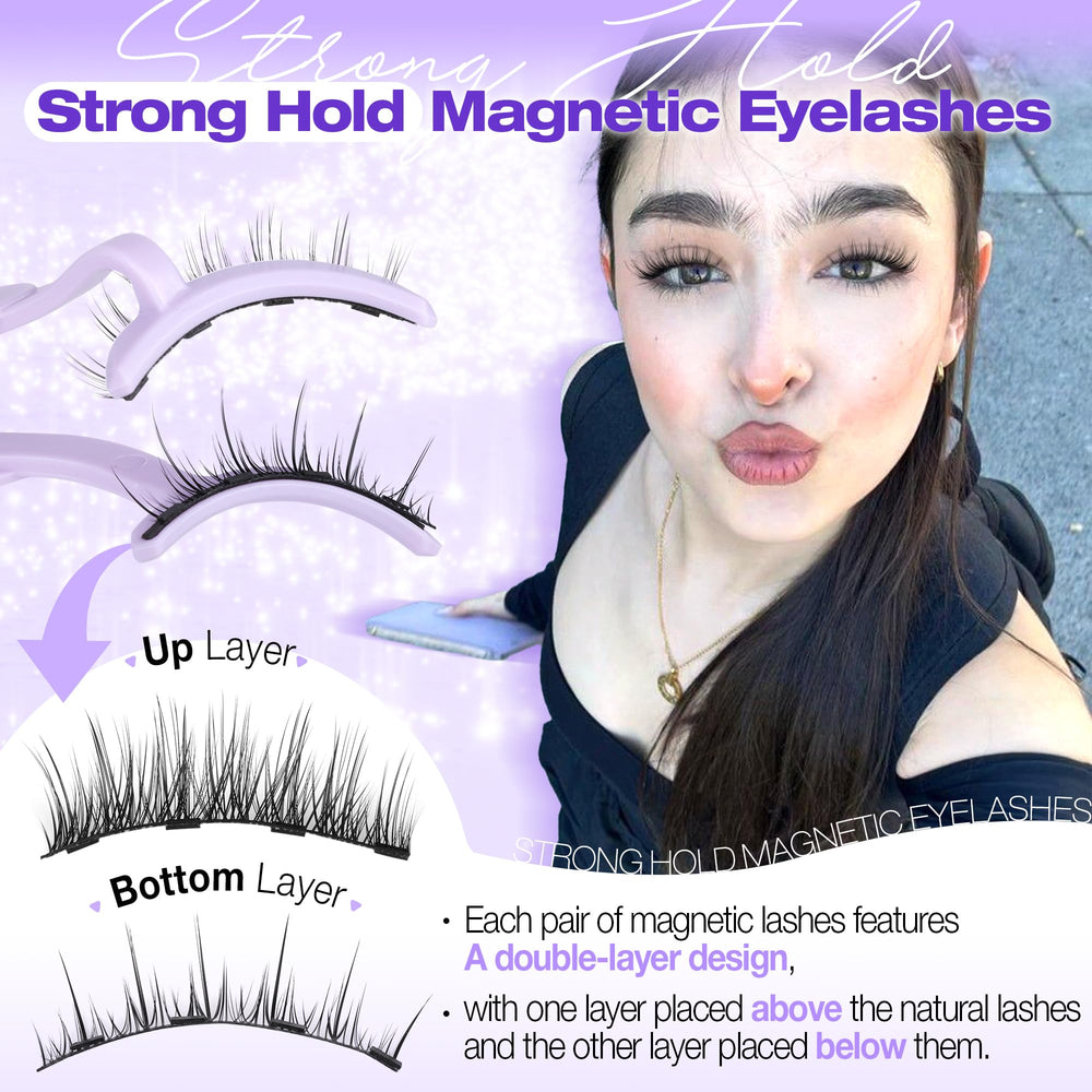 Lanflower magnetic lashes no glue profile enables clean removal without tugging.