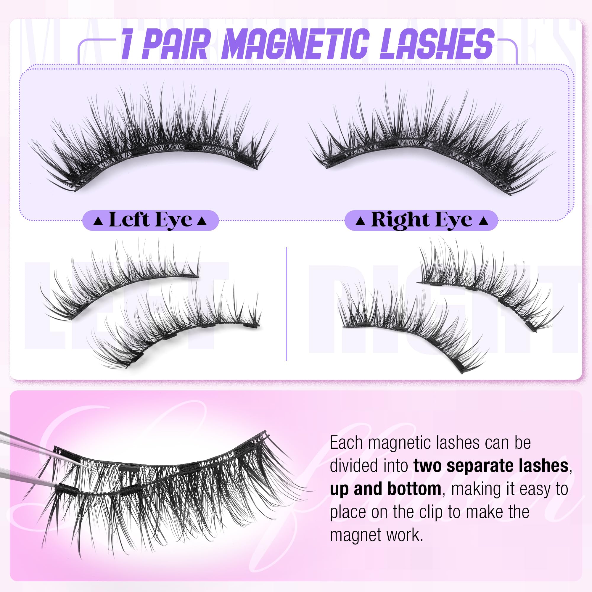 Lanflower skin-friendly reusable lashes with gentle magnetic design.