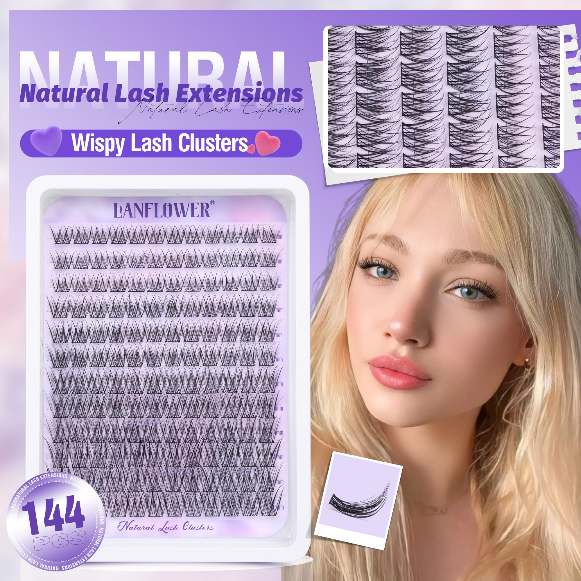 LANFLOWER waterproof lash clusters for all day wear