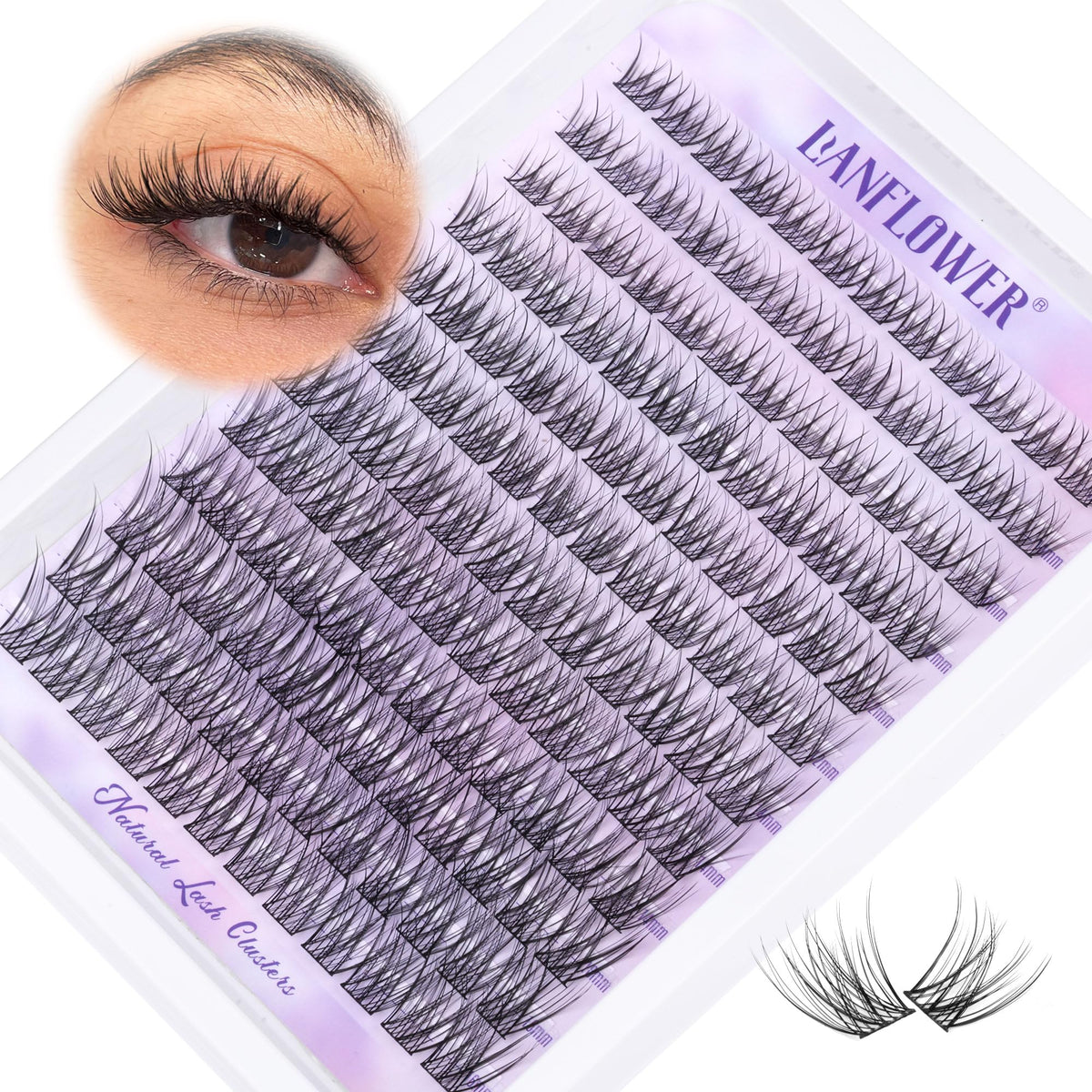 LANFLOWER wispy lash clusters 10-16mm C curl for a natural lift