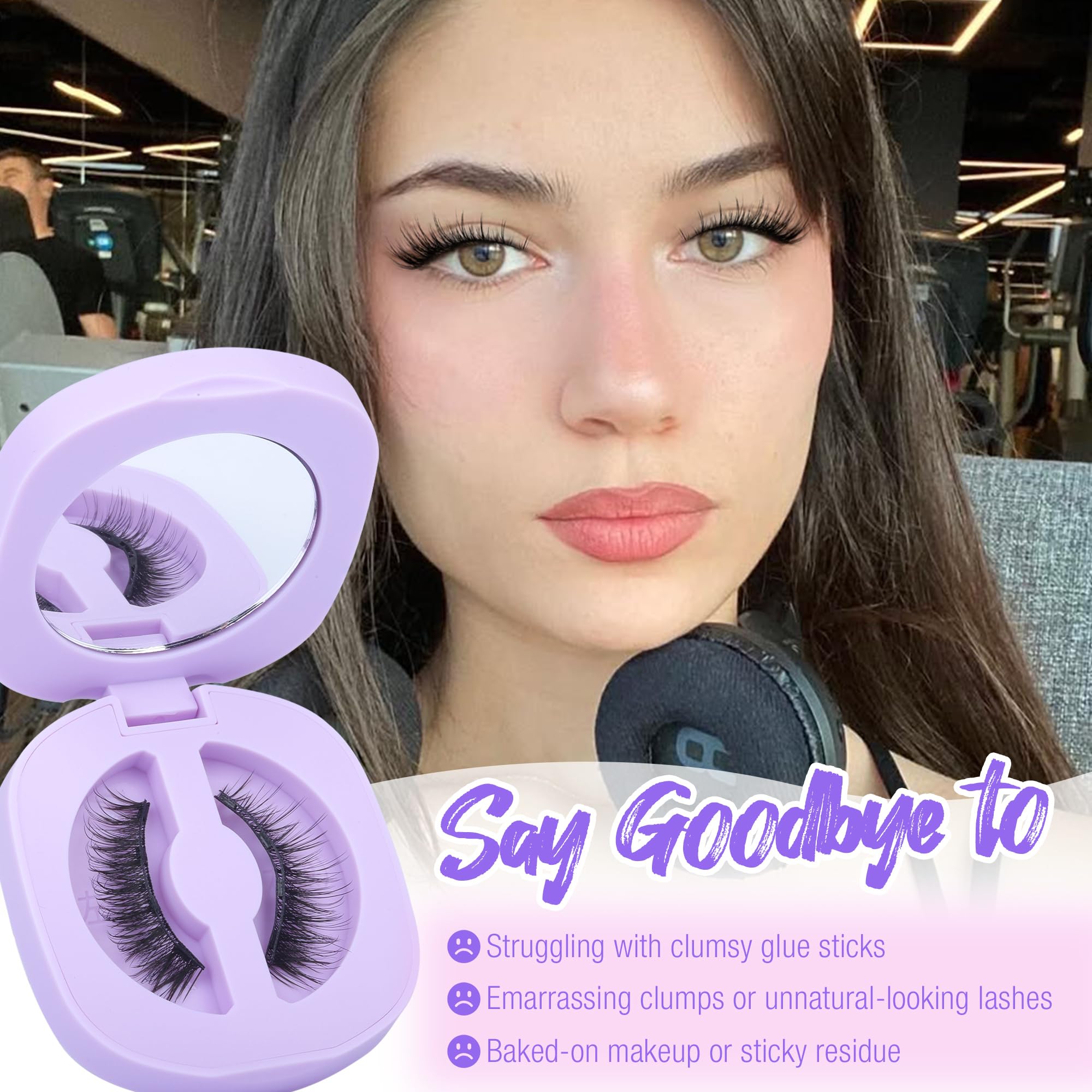 Lanflower wispy natural magnetic lashes close-up showing subtle volume.