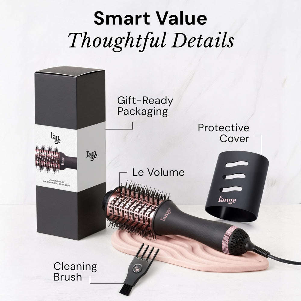 At-home blowout scenario with Le Volume delivering drying and shaping in one step.