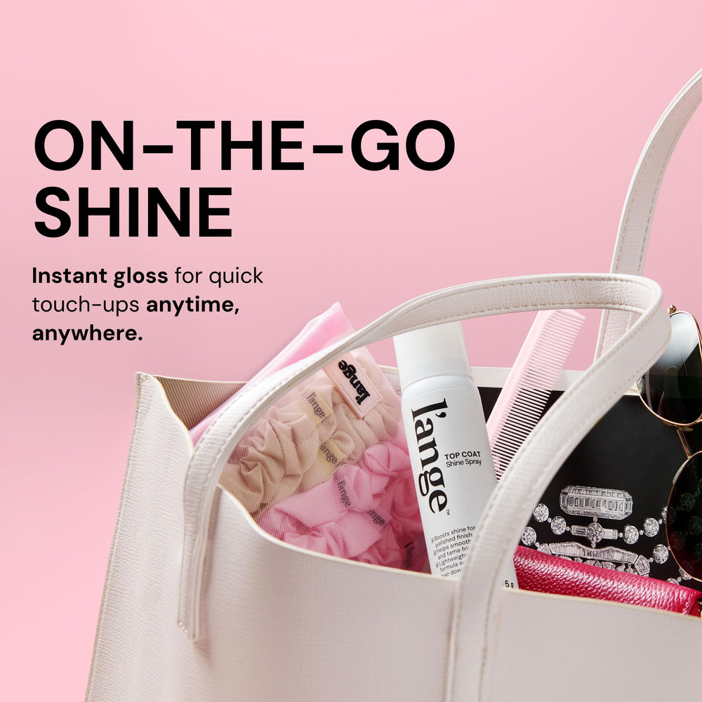 L'ANGE HAIR Top Coat Shine Spray ideal for smoothing flyaways at end of styling.