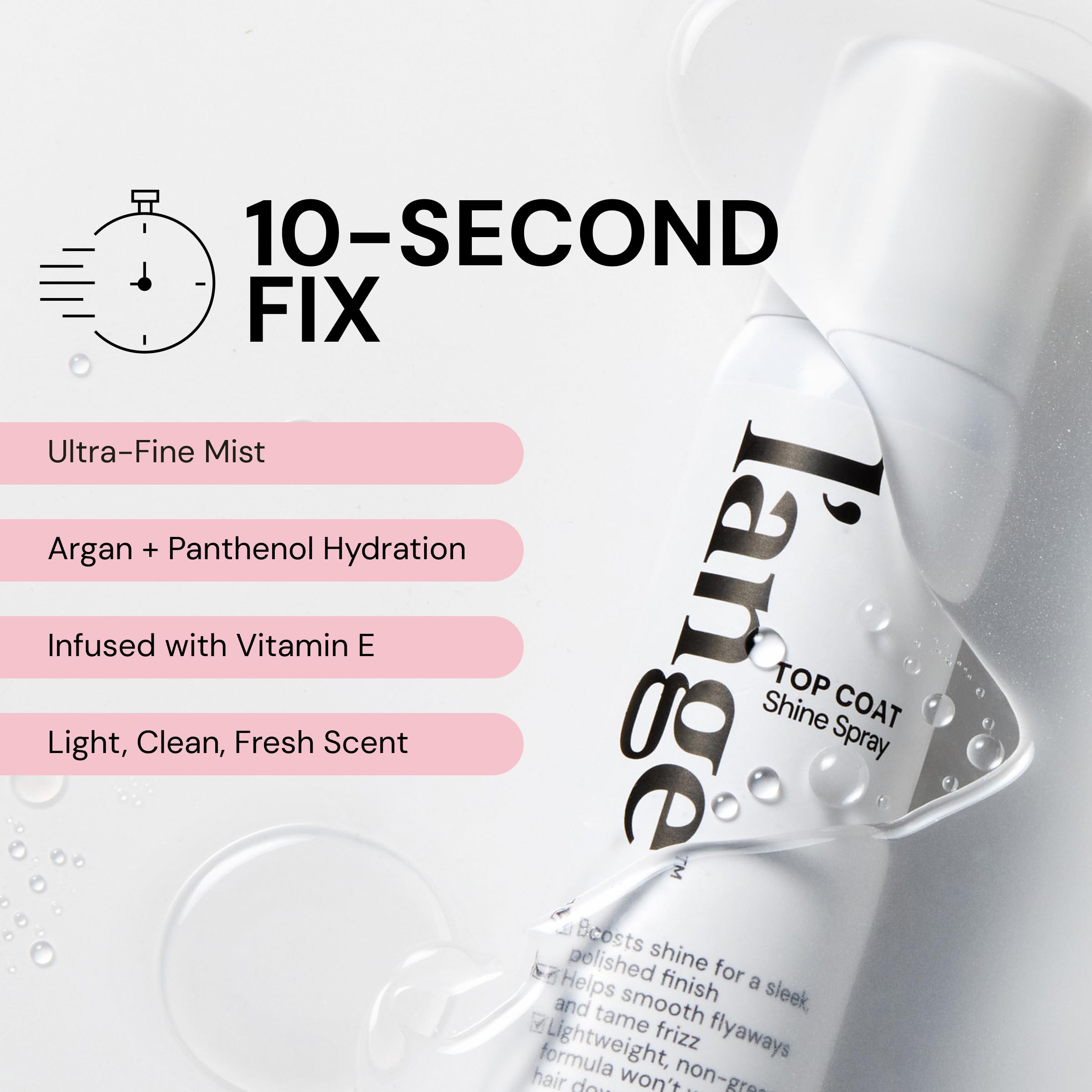 L'ANGE HAIR Top Coat Shine Spray adds vibrant shine to color-treated hair.