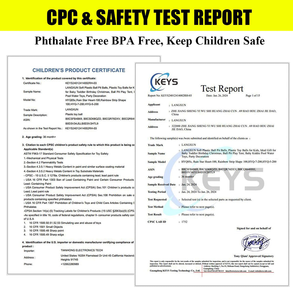 LANGXUN safety-tested balls meet CPC standards for peace of mind