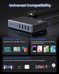 LanLuk 8-port layout keeps desk organized while charging multiple devices