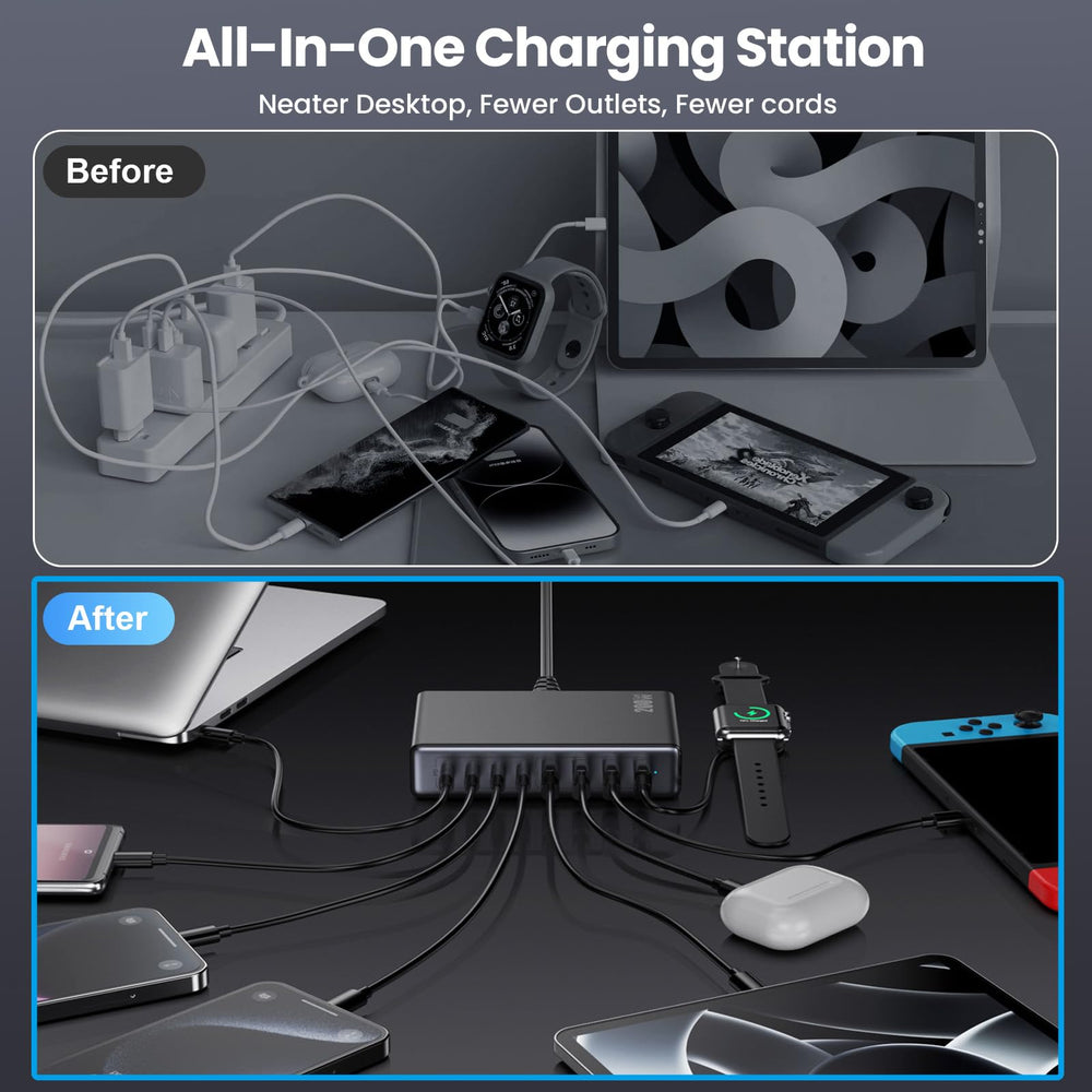 LanLuk 200W Ganiv charger in daily use powering multiple devices