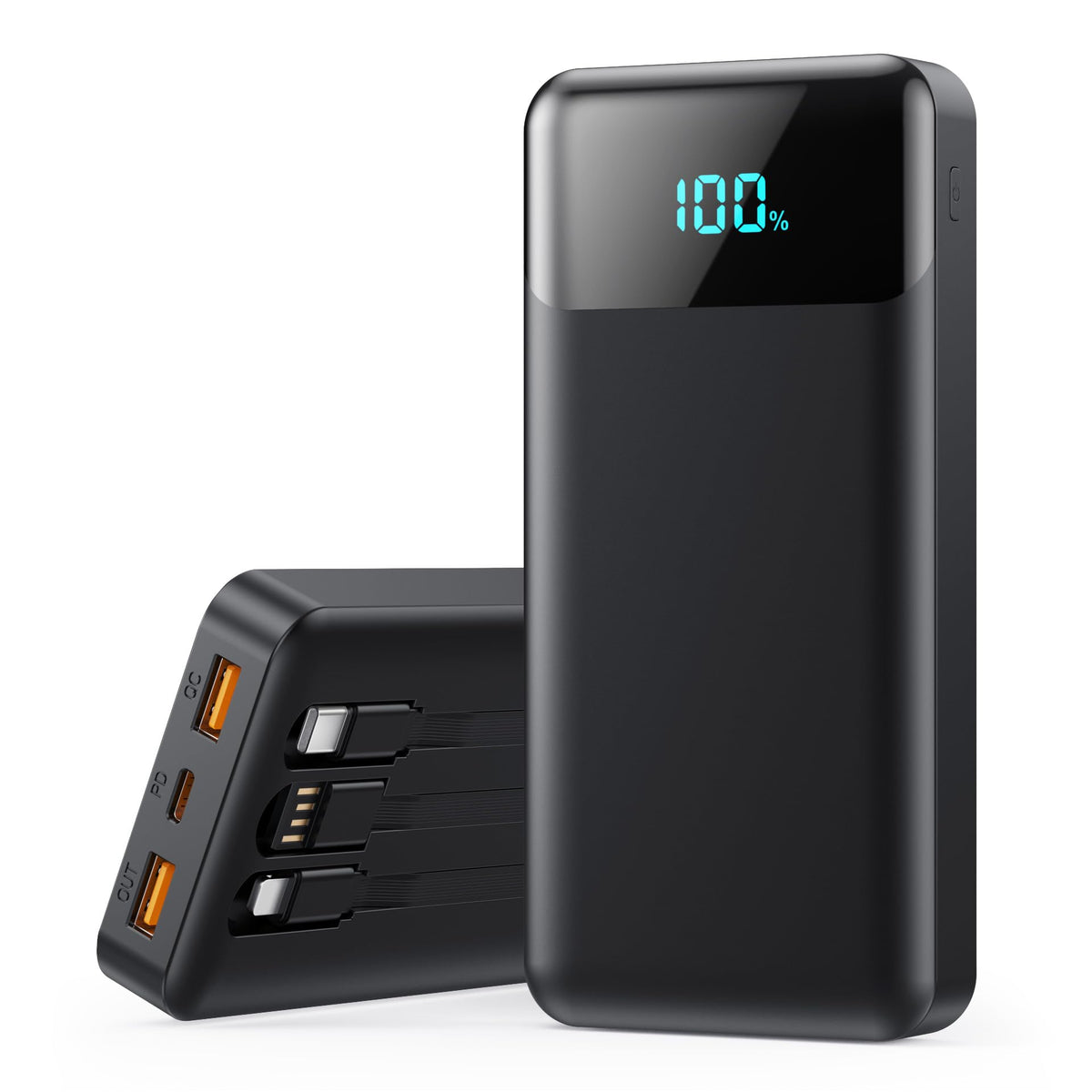 LanLuk 40800mAh power bank with built-in cables for on-the-go charging.