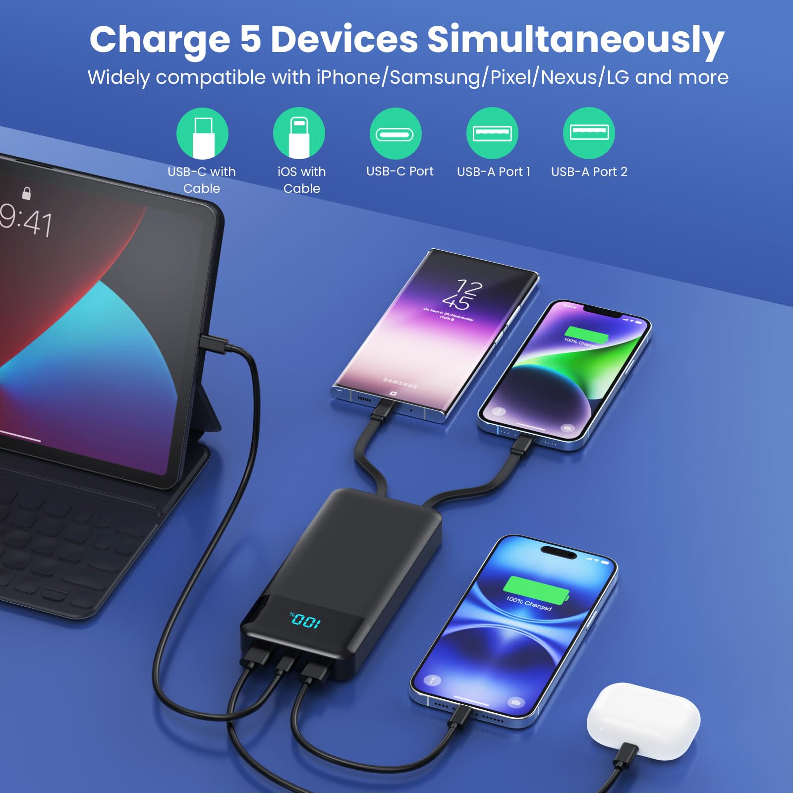 LanLuk shown charging multiple devices simultaneously.