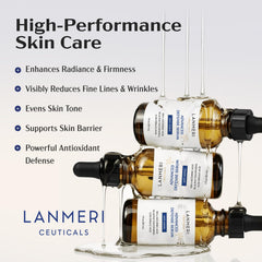 Lanmeri Ceuticals airless pump system ensures consistent dispensing and product protection.