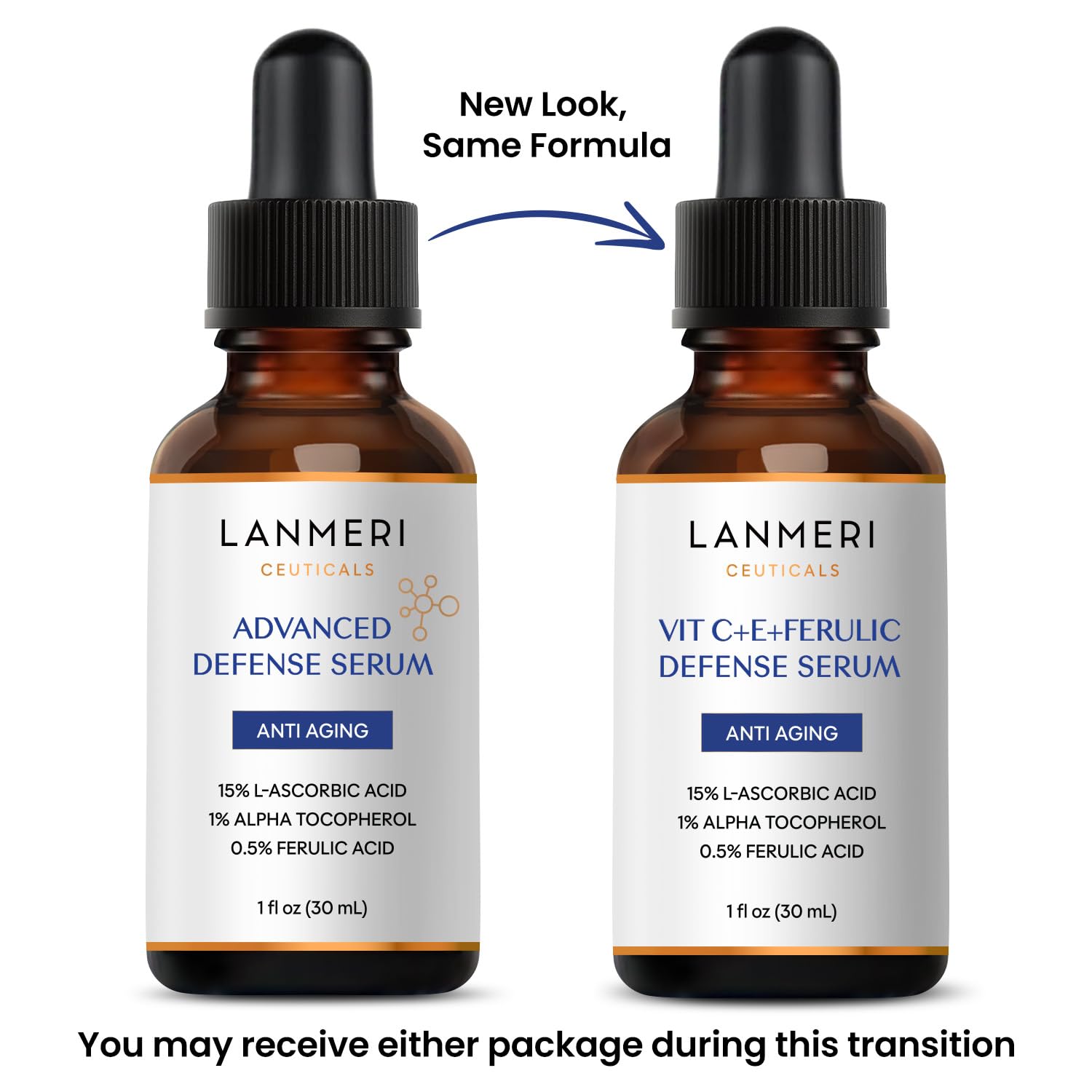 Lanmeri Ceuticals amber bottle with protective cap preserves potency and stability during storage.